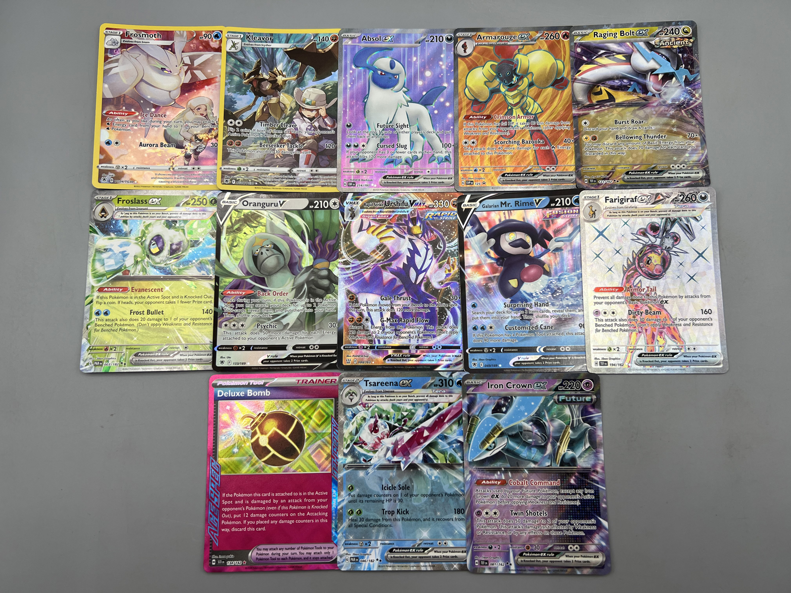 Lot of (13) Assorted Pokemon EX & Full Art Trading Cards - Includes ETB Sleeves