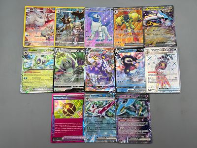 Lot of (13) Assorted Pokemon EX & Full Art Trading Cards - Includes ETB Sleeves