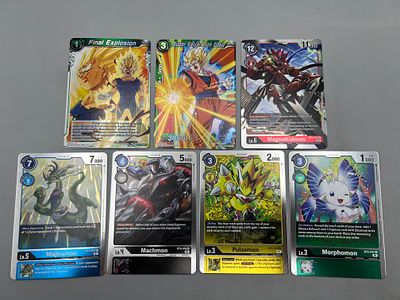 (7) Assorted Dragon Ball Z & Digimon Trading Cards