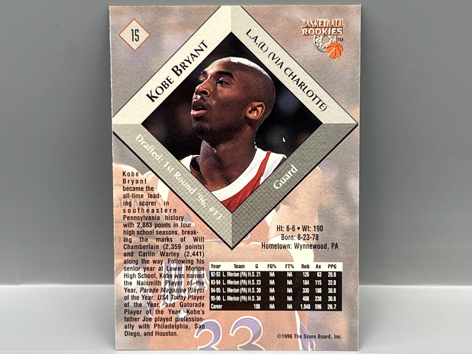 1996 Scoreboard Kobe Bryant RC #15