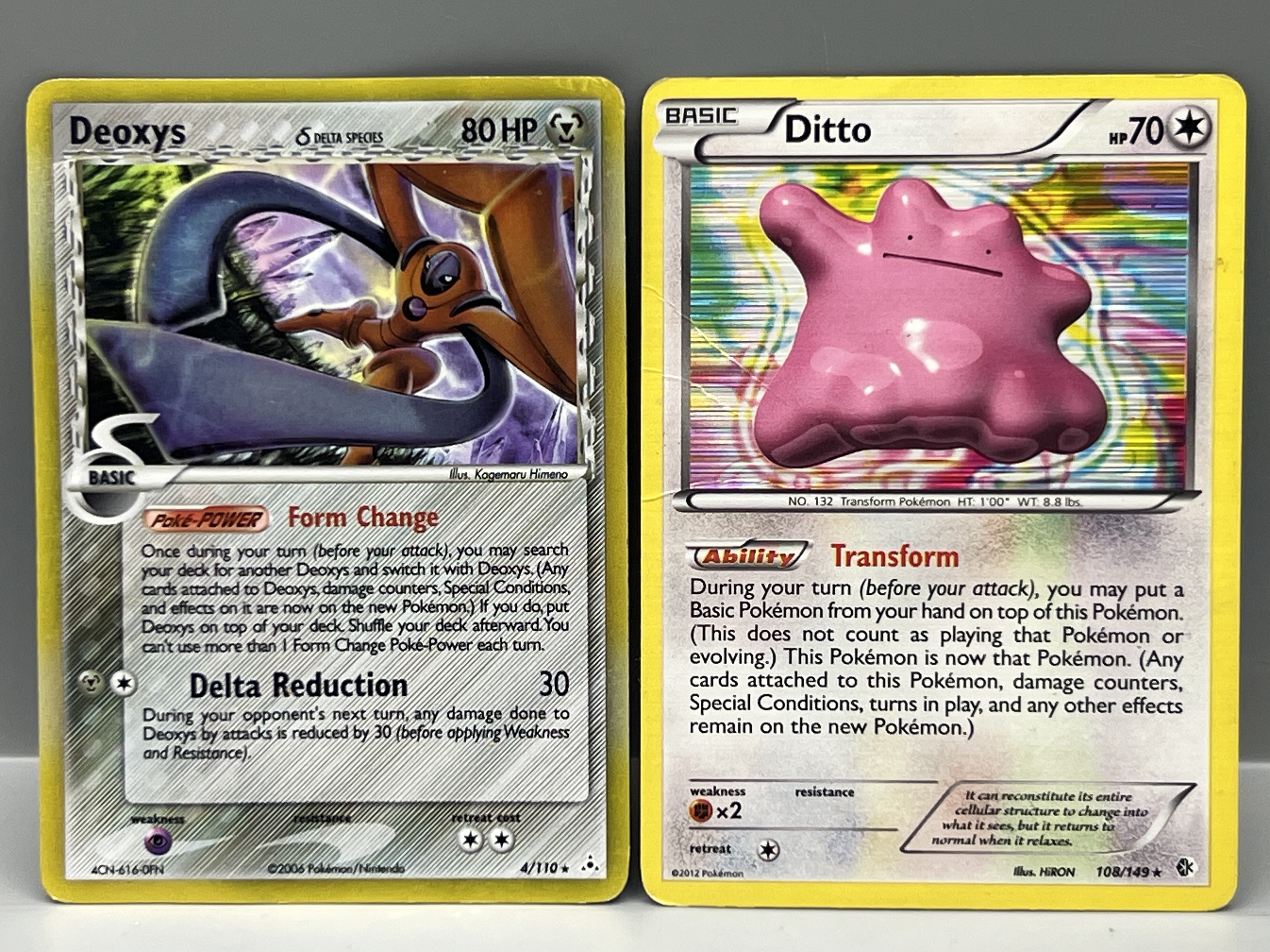 2006 Pokemon EX Holon Phantoms Deoxys #4/110 & 2012 Pokemon Boundaries Crossed Ditto #108/149