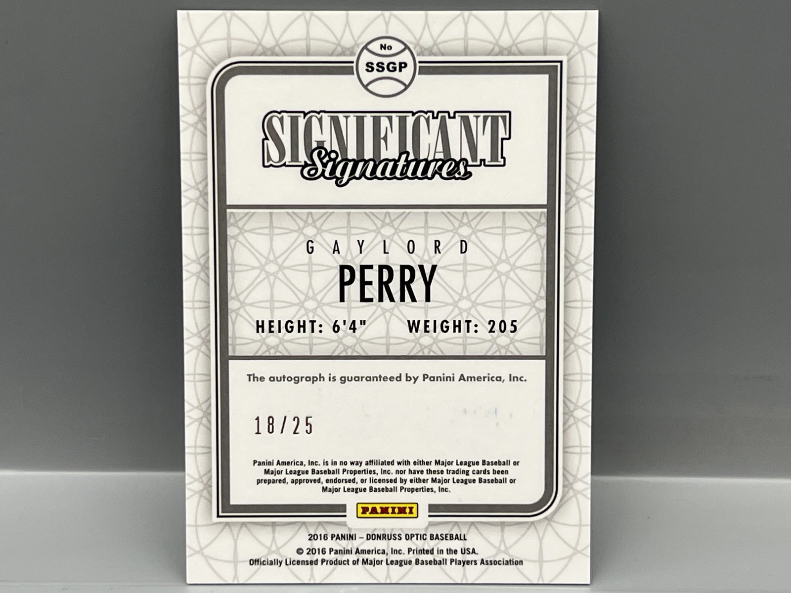 2016 Panini Donruss Optic Gaylord Perry Significant Signatures Red Auto #/25