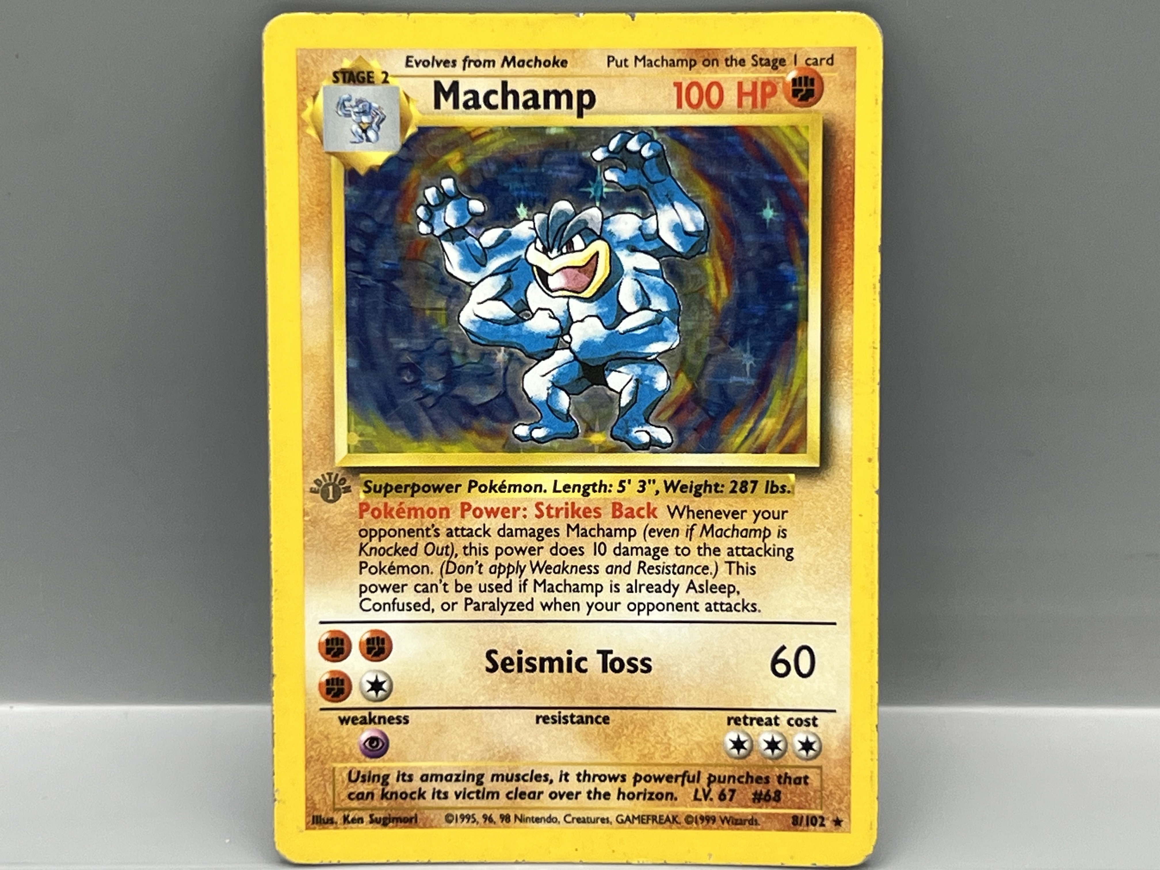 1999 Pokemon Machamp 1st Edition Holo #8/102