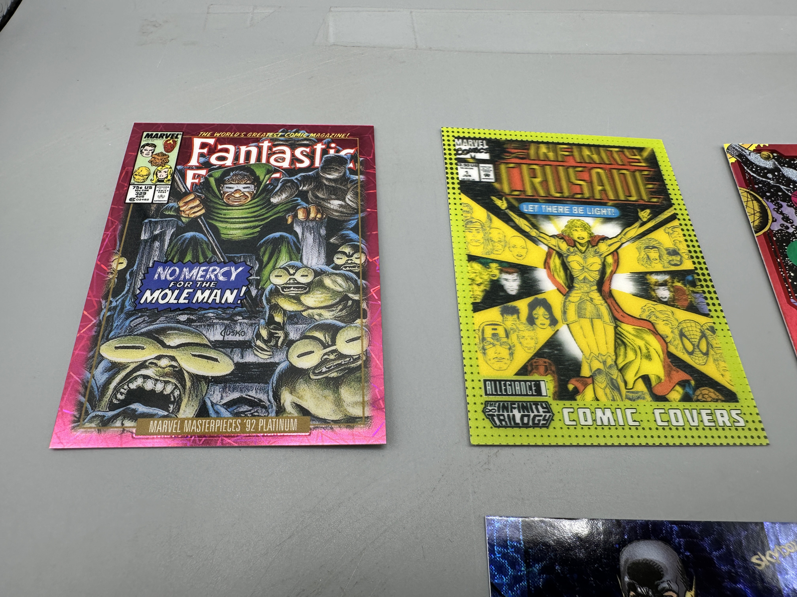 Lot of (6) Modern Marvel Trading Cards Including Masterpieces Metal Universe and Allegiance Parallels