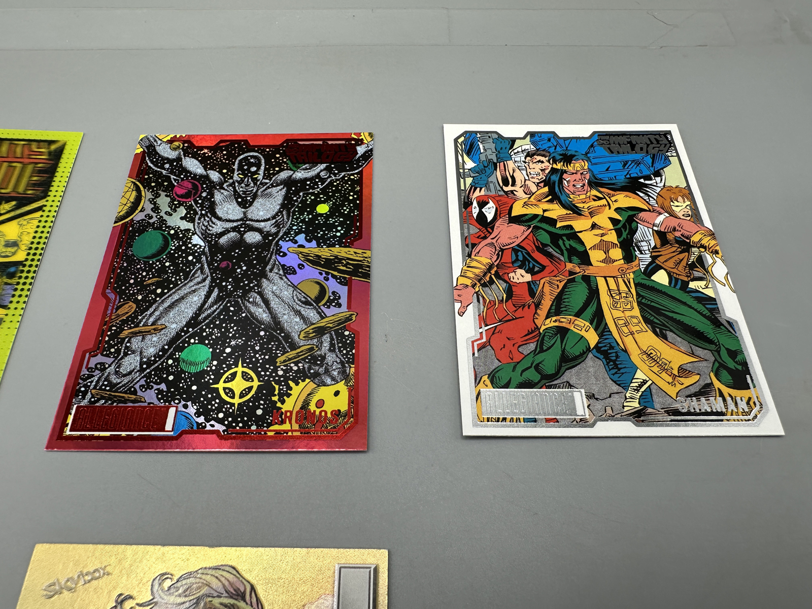 Lot of (6) Modern Marvel Trading Cards Including Masterpieces Metal Universe and Allegiance Parallels