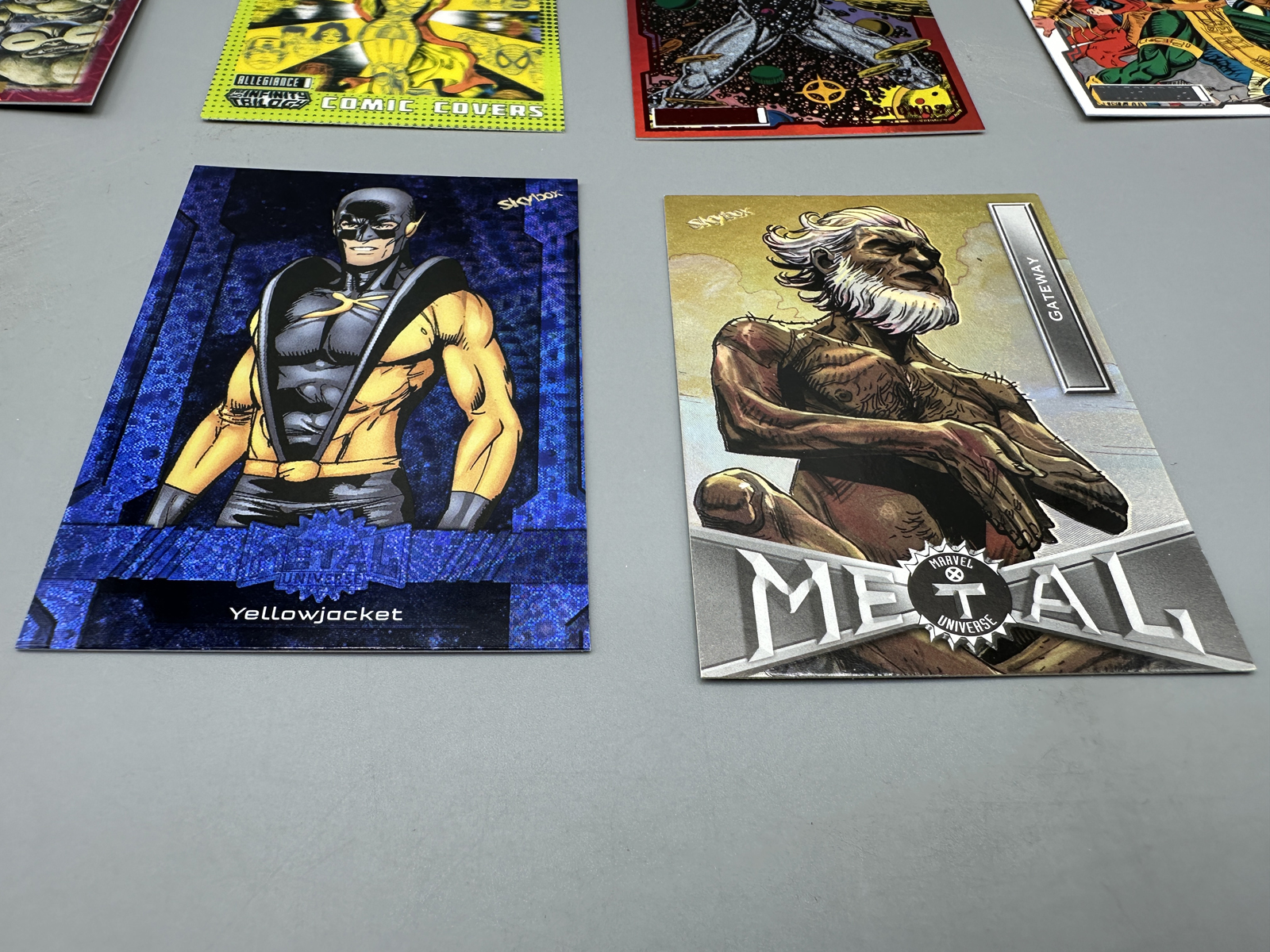 Lot of (6) Modern Marvel Trading Cards Including Masterpieces Metal Universe and Allegiance Parallels
