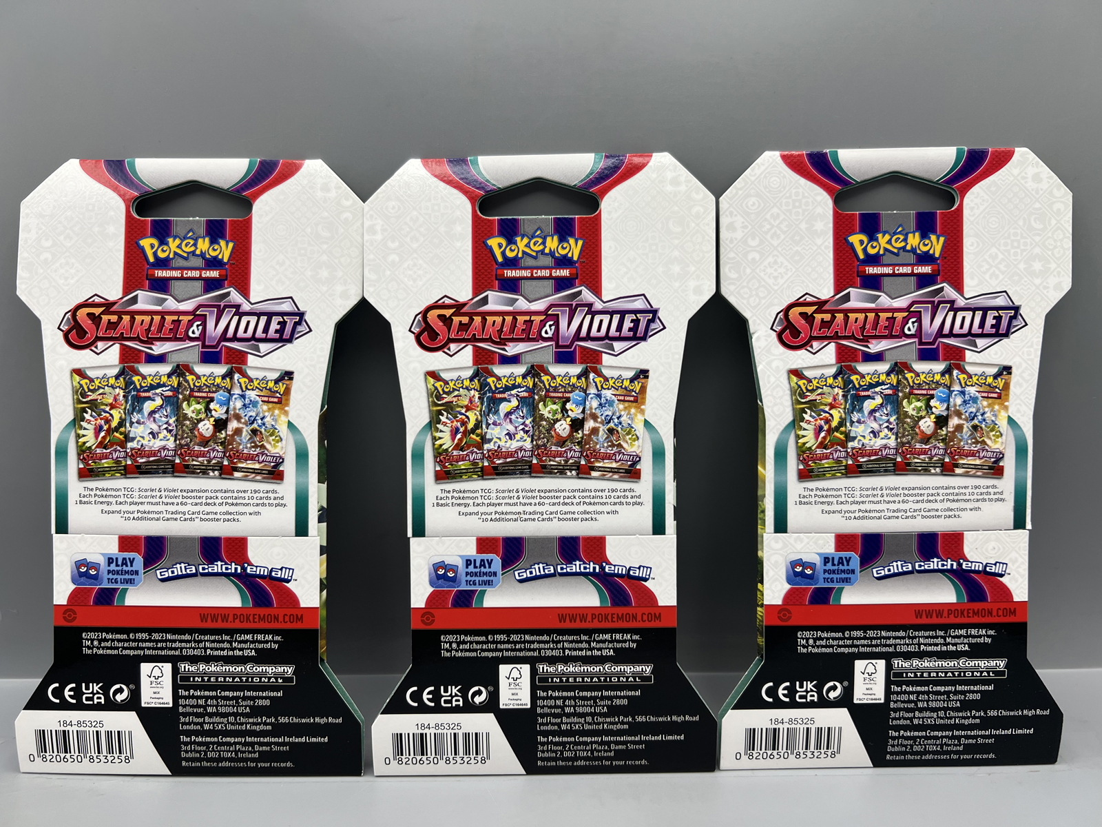 (3) 2023 Pokemon Scarlet & Violet Base Set Factory Sealed Booster Packs