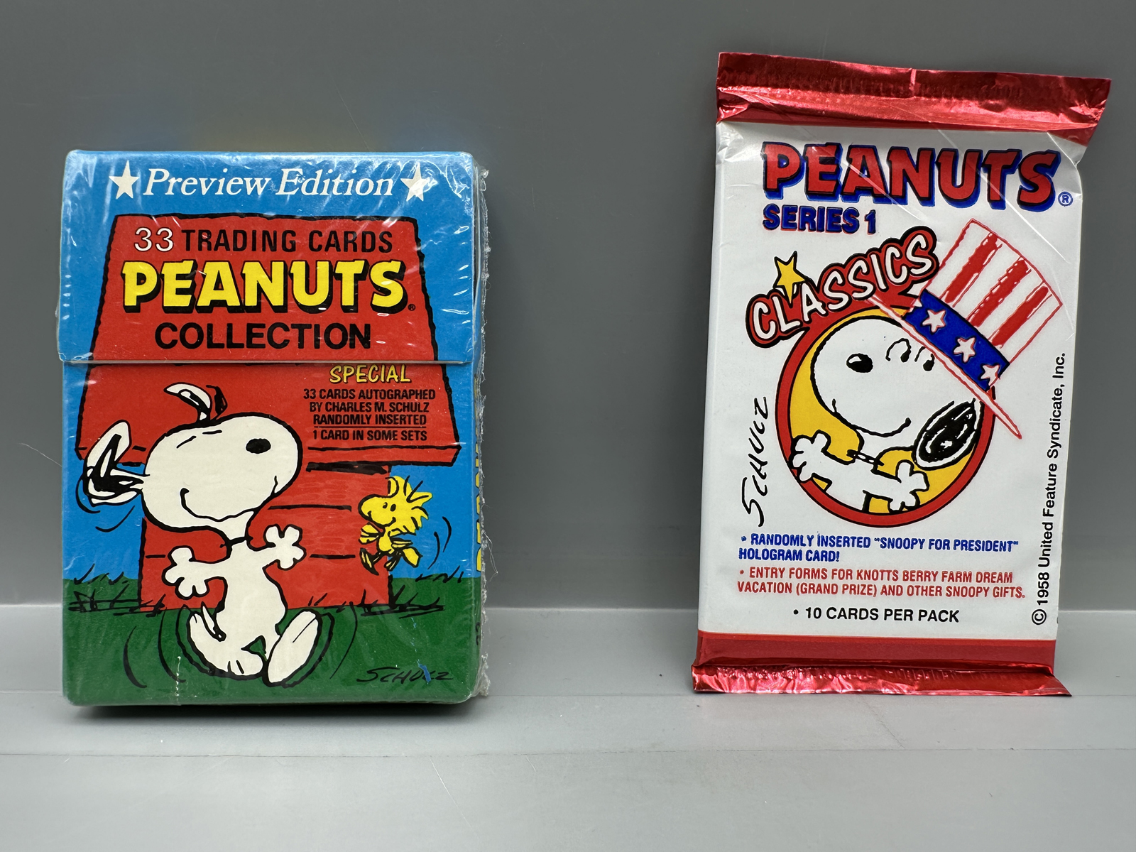 1990-91 TSP Peanuts Preview Edition 33 Card Sealed Set (Possible Charles Schulz Auto) & 1992 Pro Sports Peanuts Classics Series 1 Foil Pack