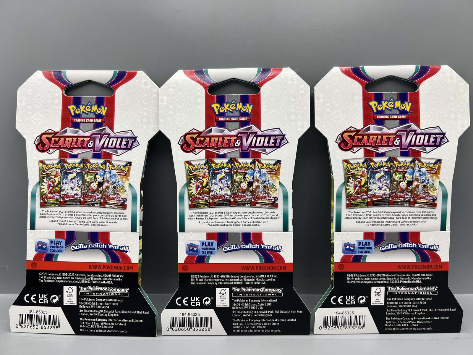 (3) 2023 Pokemon Scarlet & Violet Base Set Factory Sealed Booster Packs