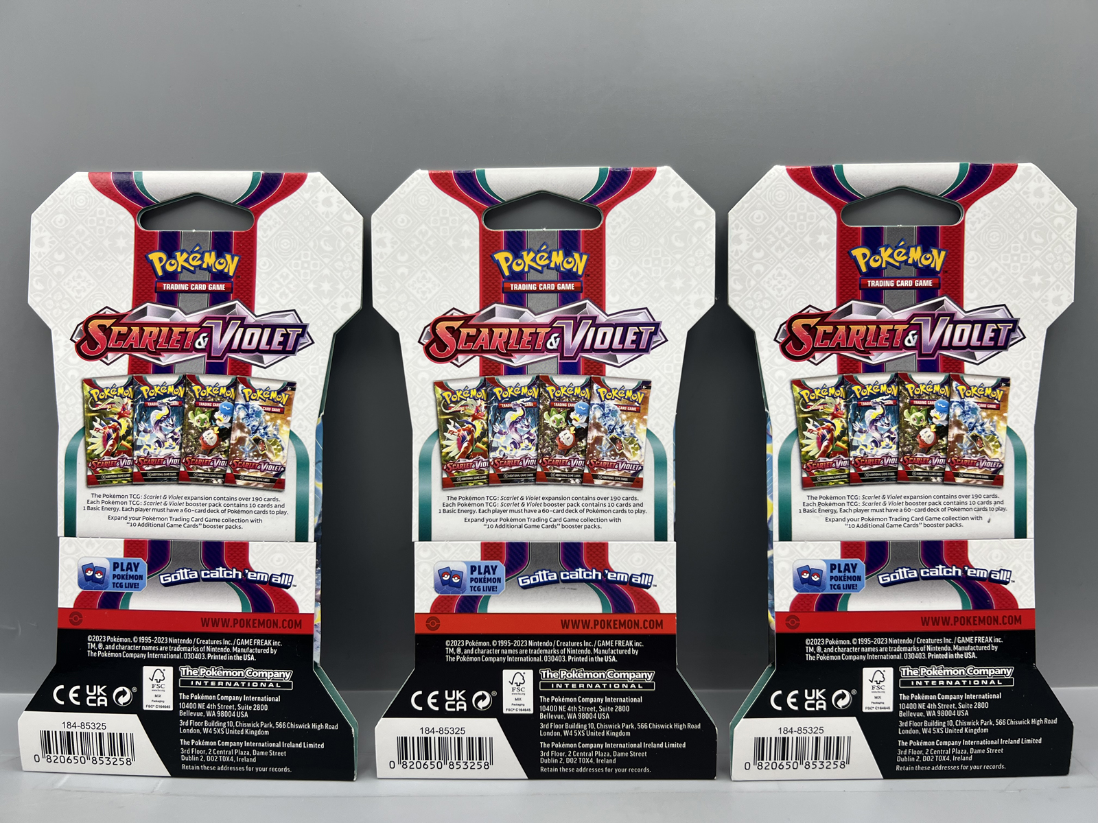(3) 2023 Pokemon Scarlet & Violet Base Set Factory Sealed Booster Packs