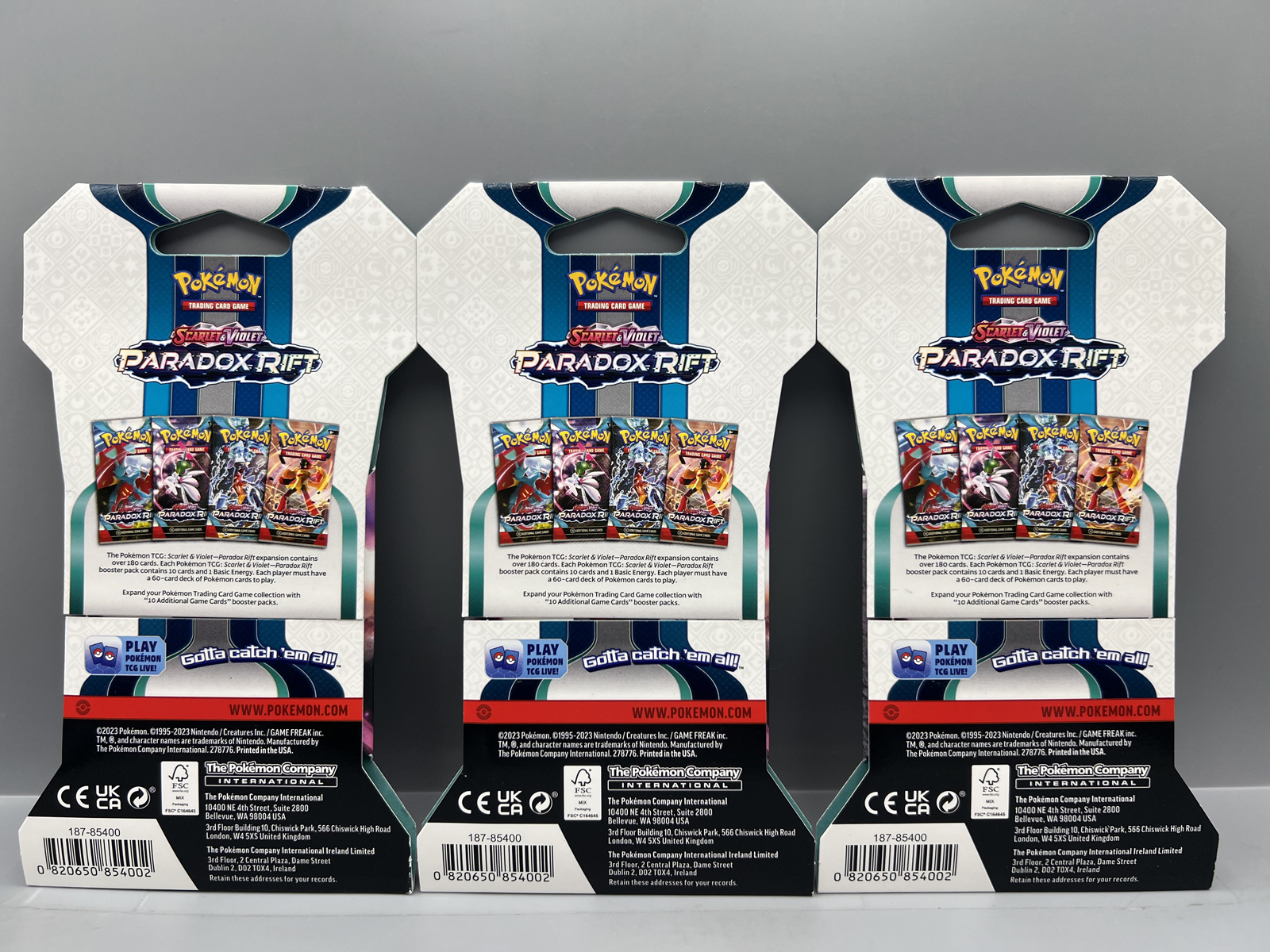 (3) 2023 Pokemon Scarlet & Violet Paradox Rift Factory Sealed Booster Packs