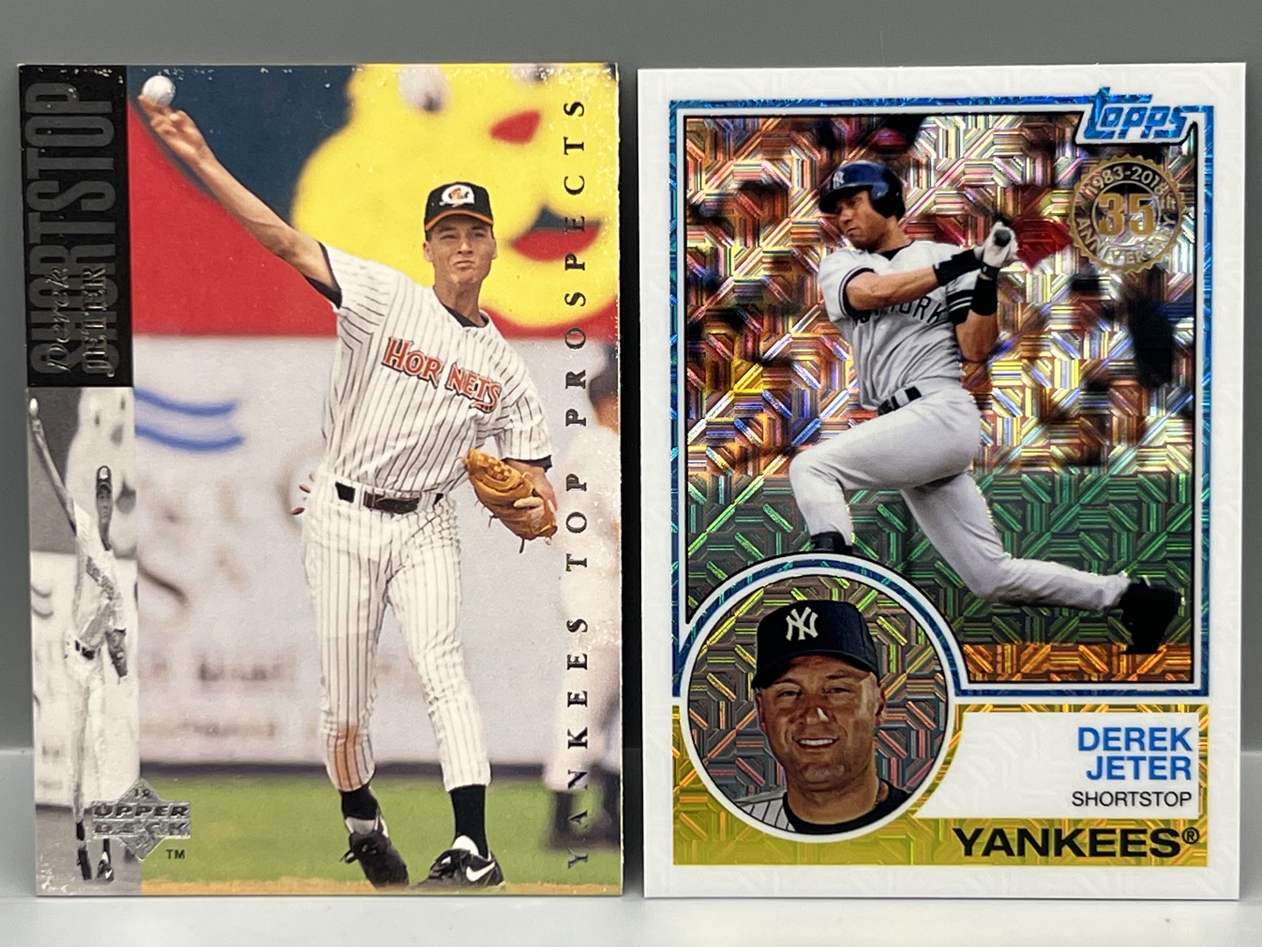 1994 Upper Deck Derek Jeter Minor League #185 & 2018 Topps Chrome 1983 35th Anniversay Mojo Refractor #1