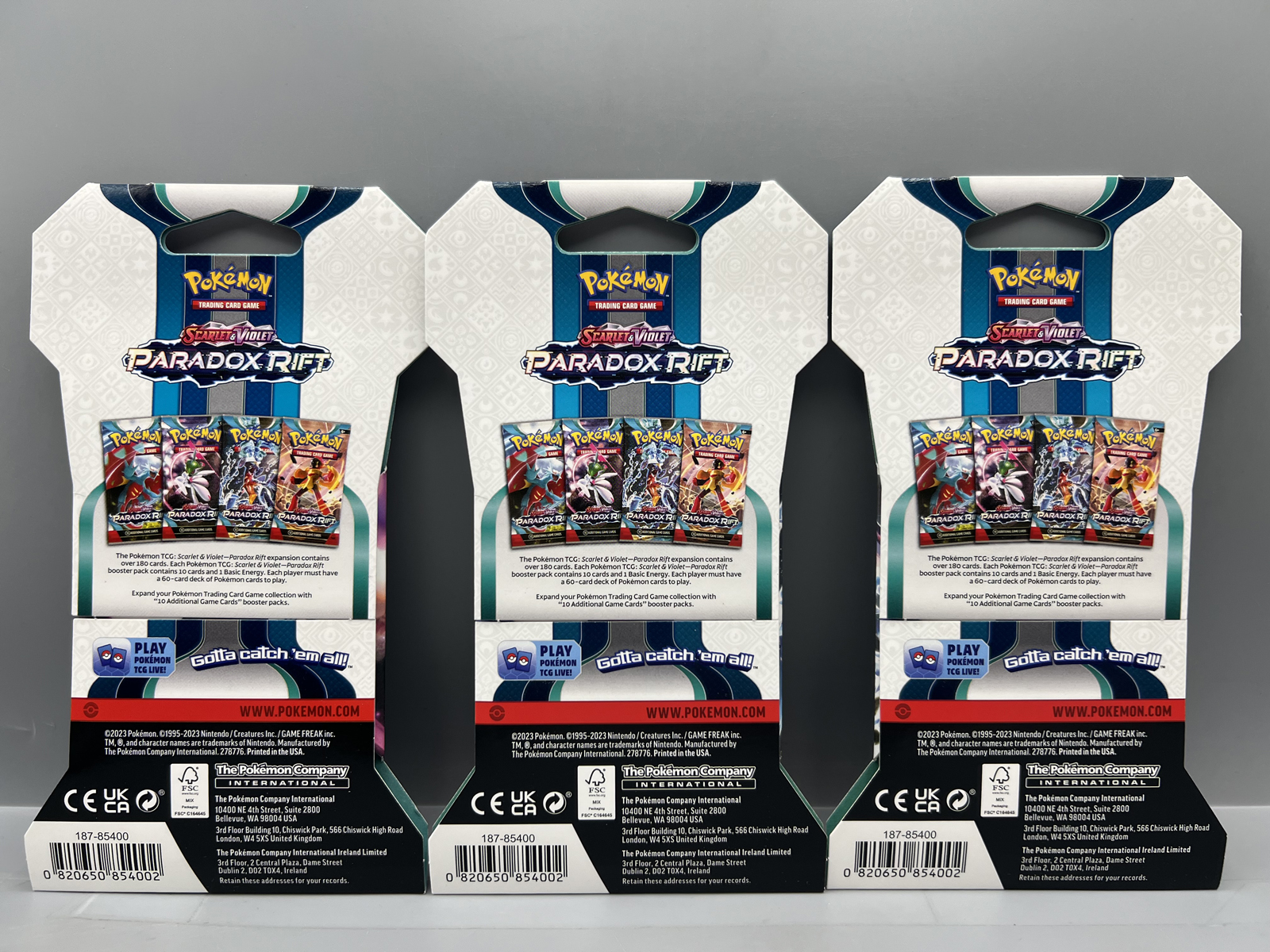 (3) 2023 Pokemon Scarlet & Violet Paradox Rift Factory Sealed Booster Packs