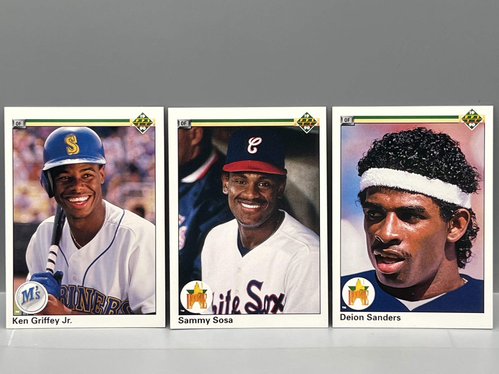 1990 Upper Deck Sammy Sosa RC #17, Deion Sanders RC #13, & Ken Griffey Jr. 2nd Year #156