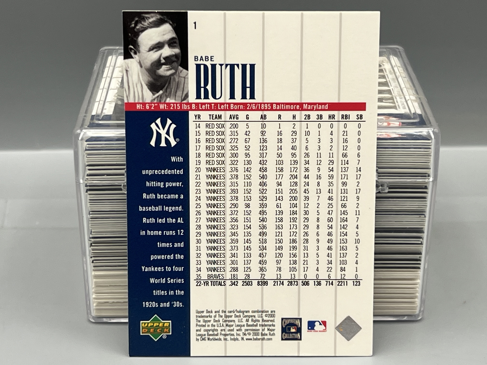 2000 Upper Deck New York Yankees Legends Complete 100 Card Set