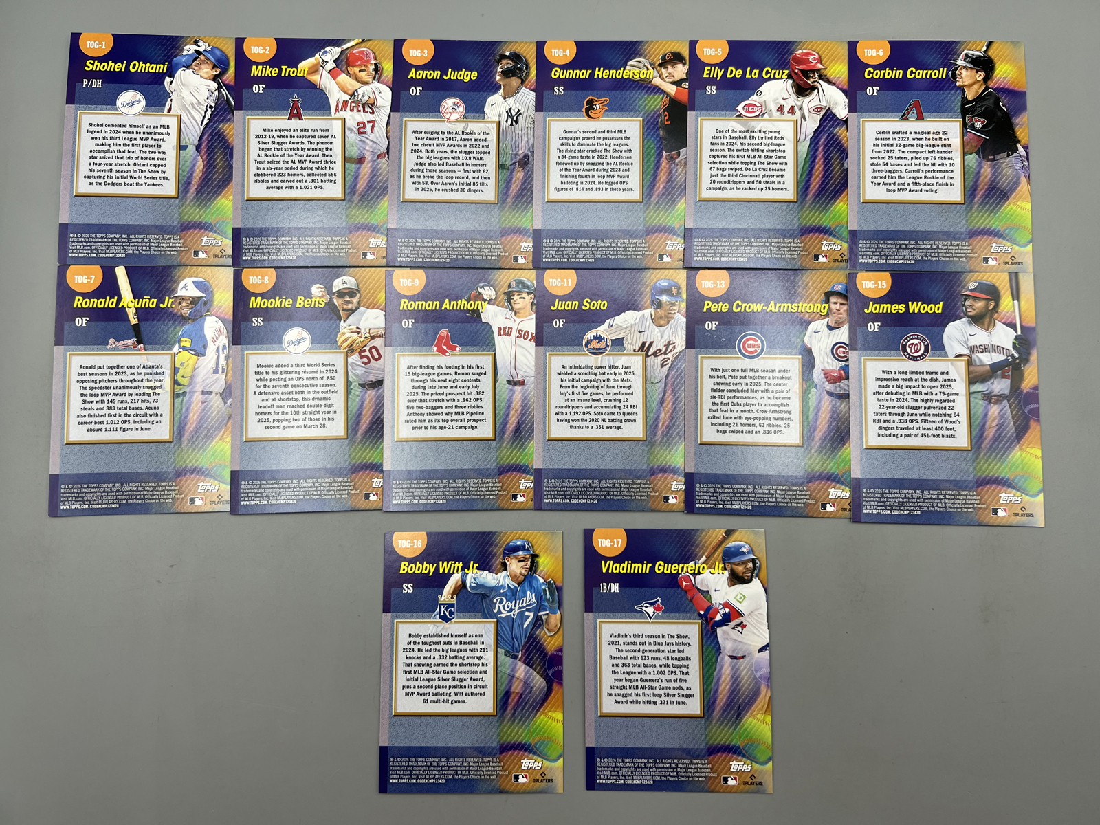 2026 Topps Titans of Baseball Near Complete Insert Set - Ohtani, Trout, Judge, PCA, Acuna, Anthony, De La Cruz