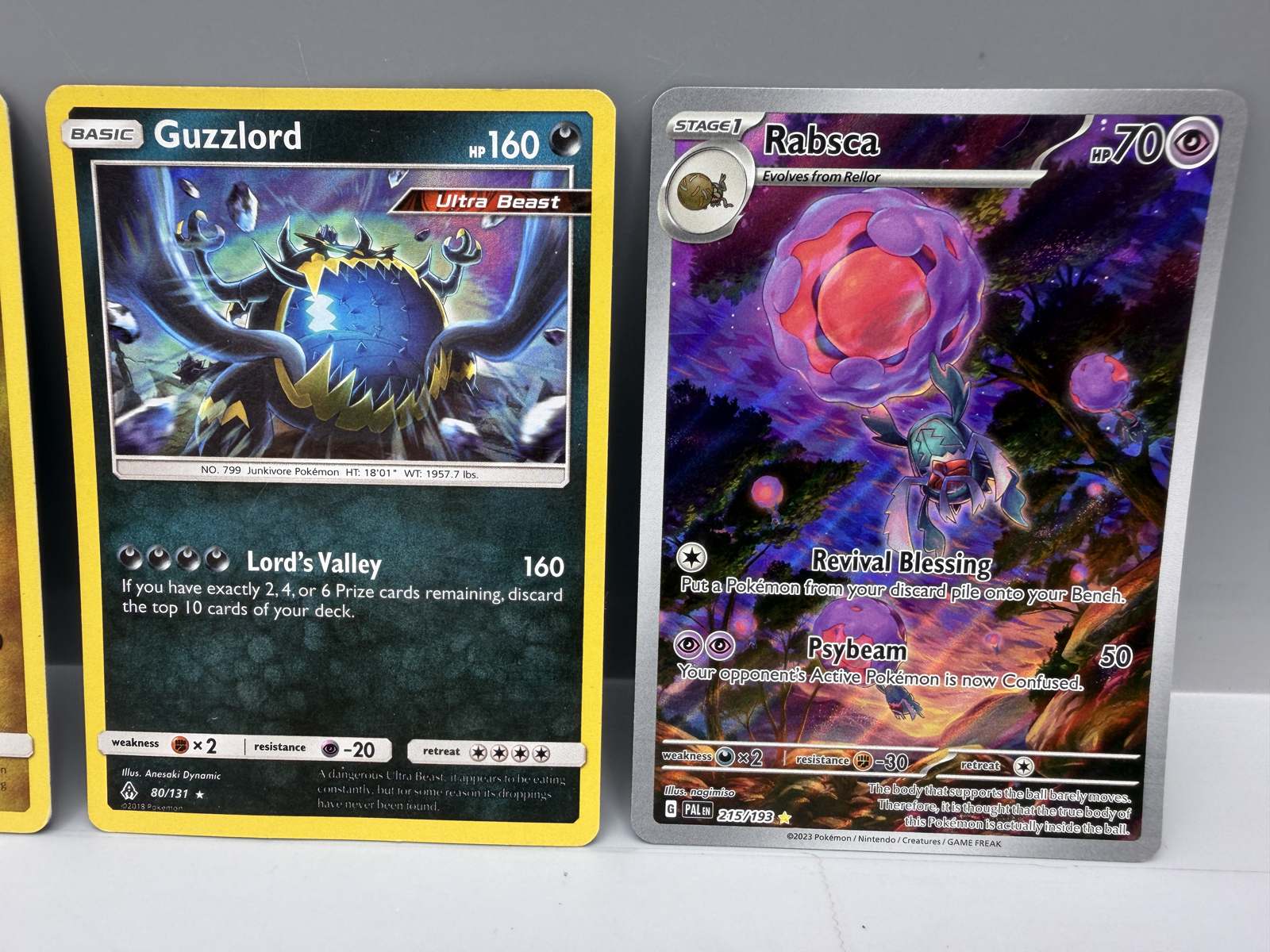 Pokemon Holo Lot of 3 - Dragonite, Guzzlord (crease), Rabsca