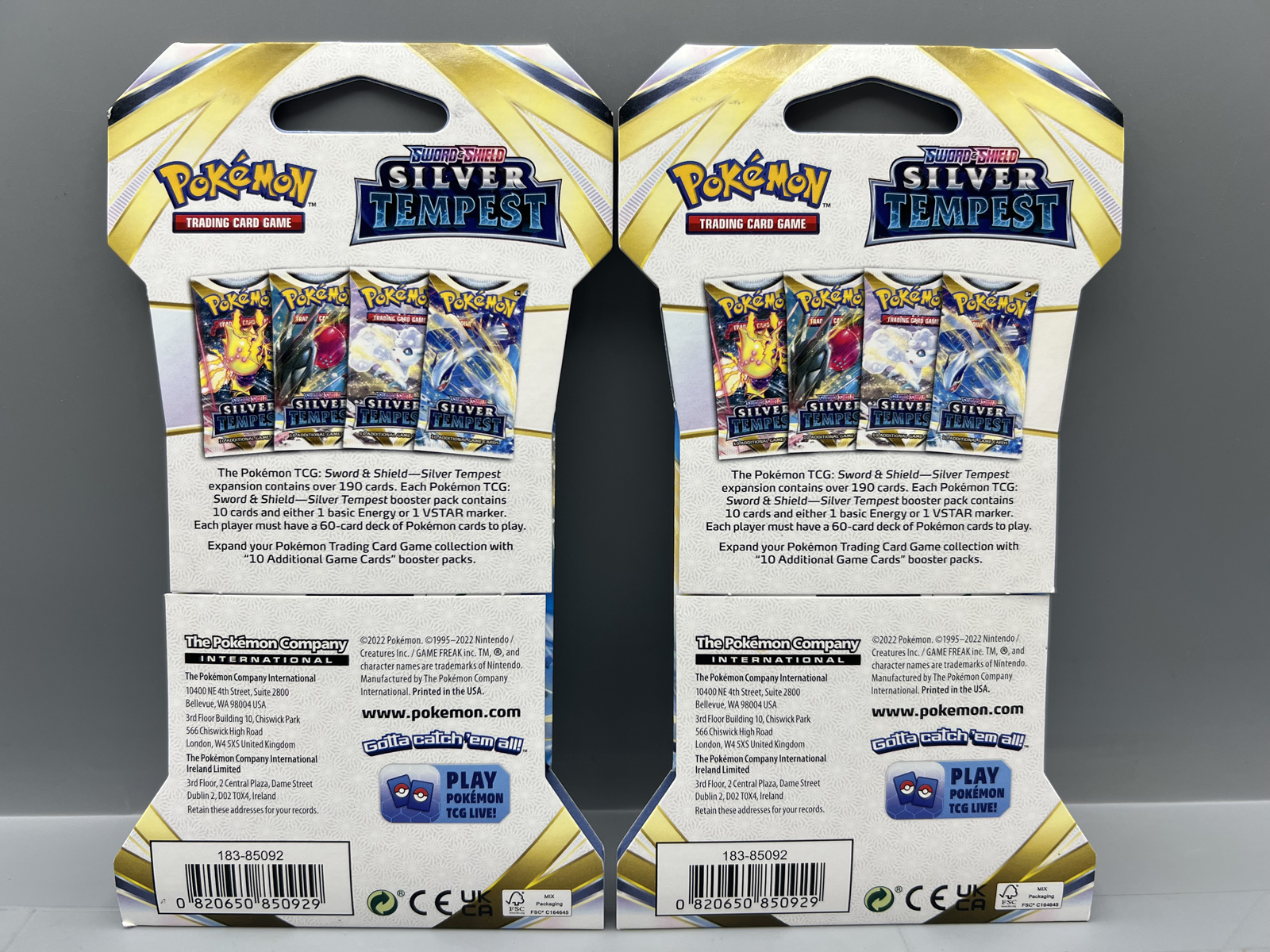 (2) 2022 Pokemon Sword & Shield Silver Tempest Factory Sealed Booster Packs