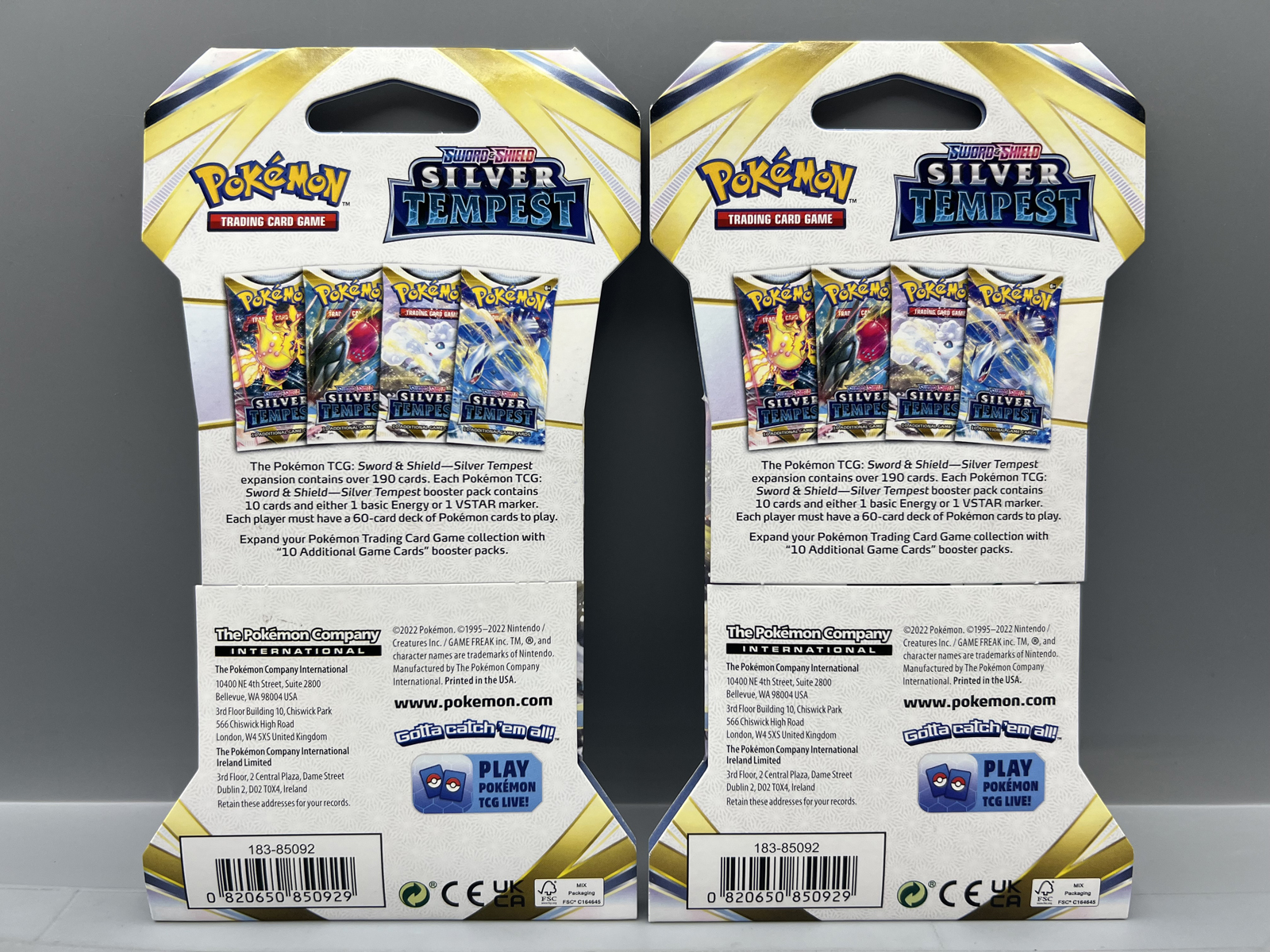 (2) 2022 Pokemon Sword & Shield Silver Tempest Factory Sealed Booster Packs