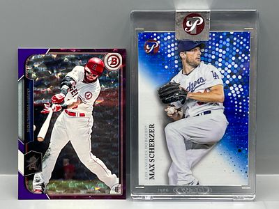 2015 Bowman Josh Hamilton Purple #/50 & 2022 Topps Pristine Max Scherzer Blue #/75