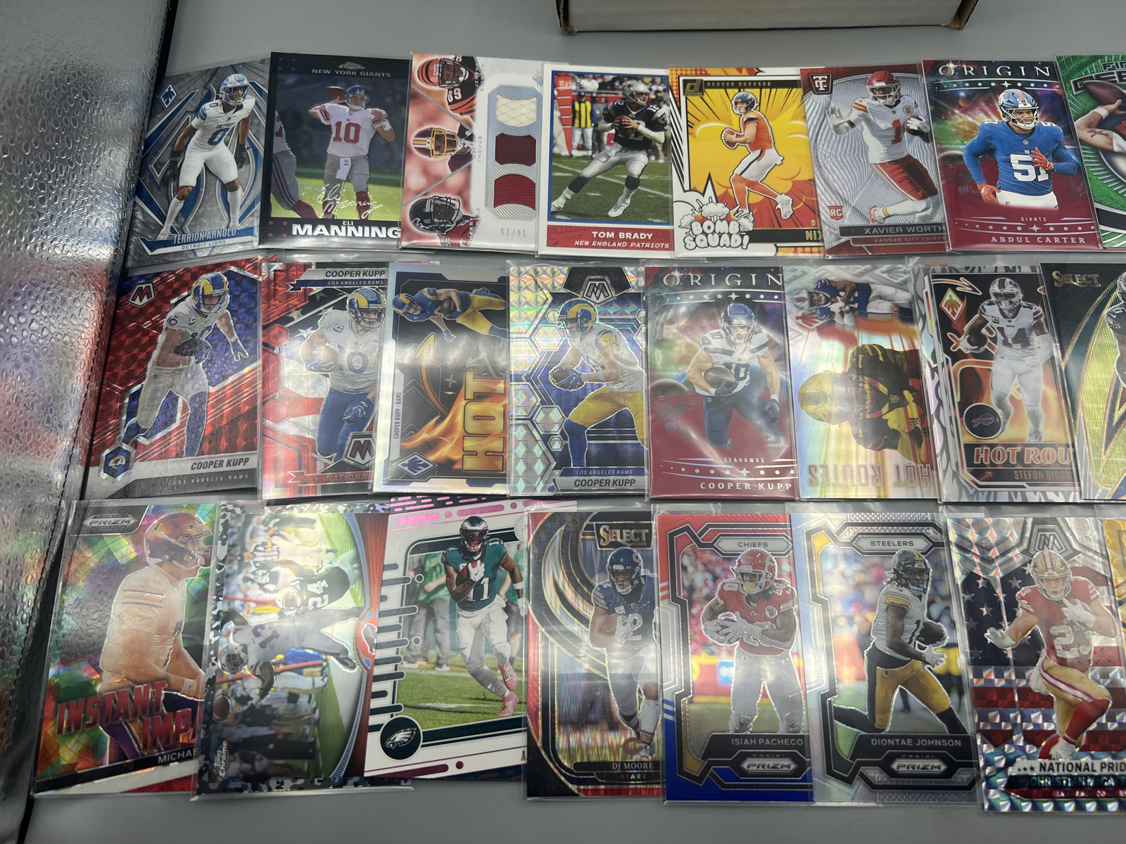Box of Assorted Football Cards W/ Many Stars, RCs, & Parallels