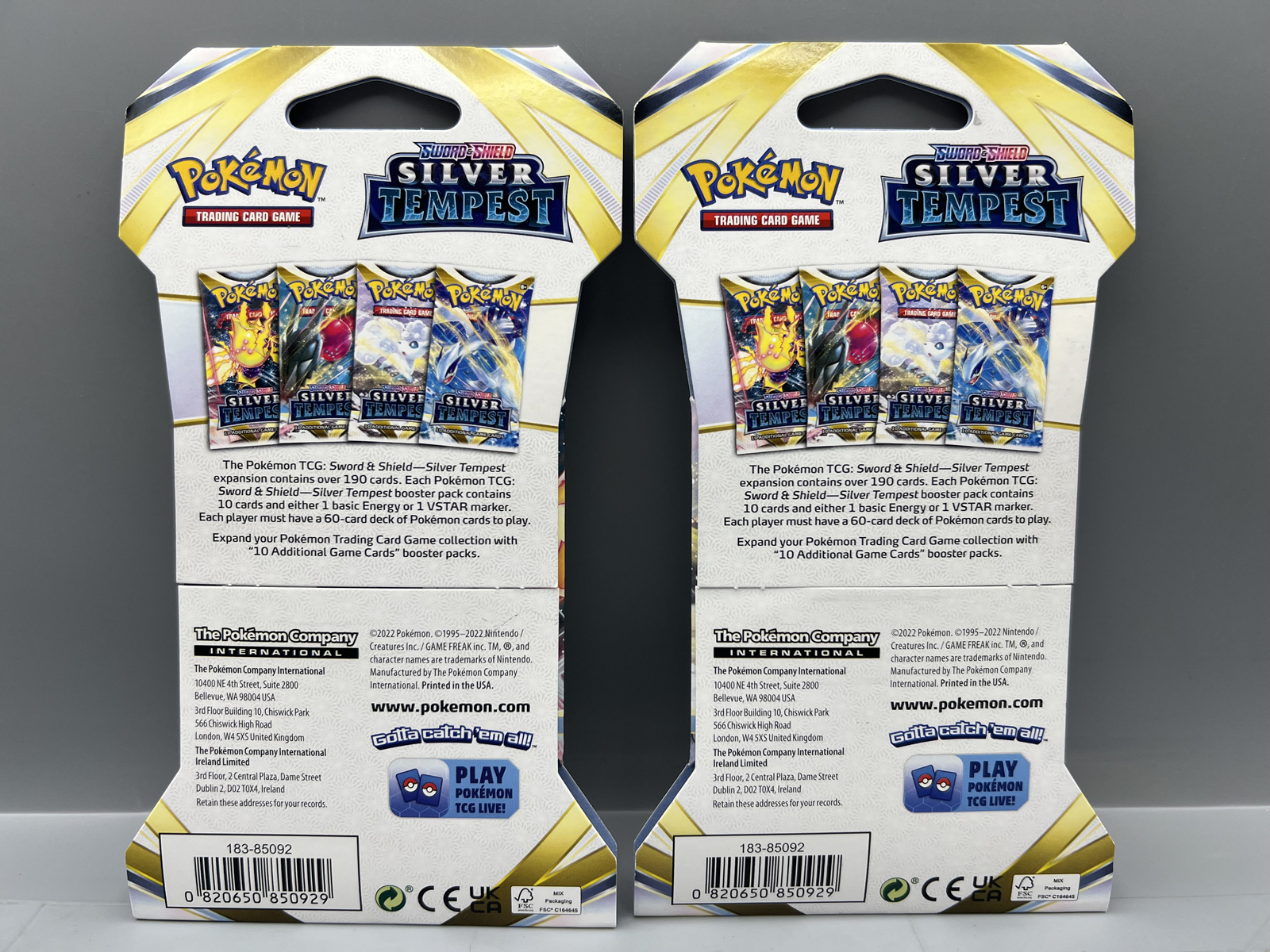 (2) 2022 Pokemon Sword & Shield Silver Tempest Factory Sealed Booster Packs