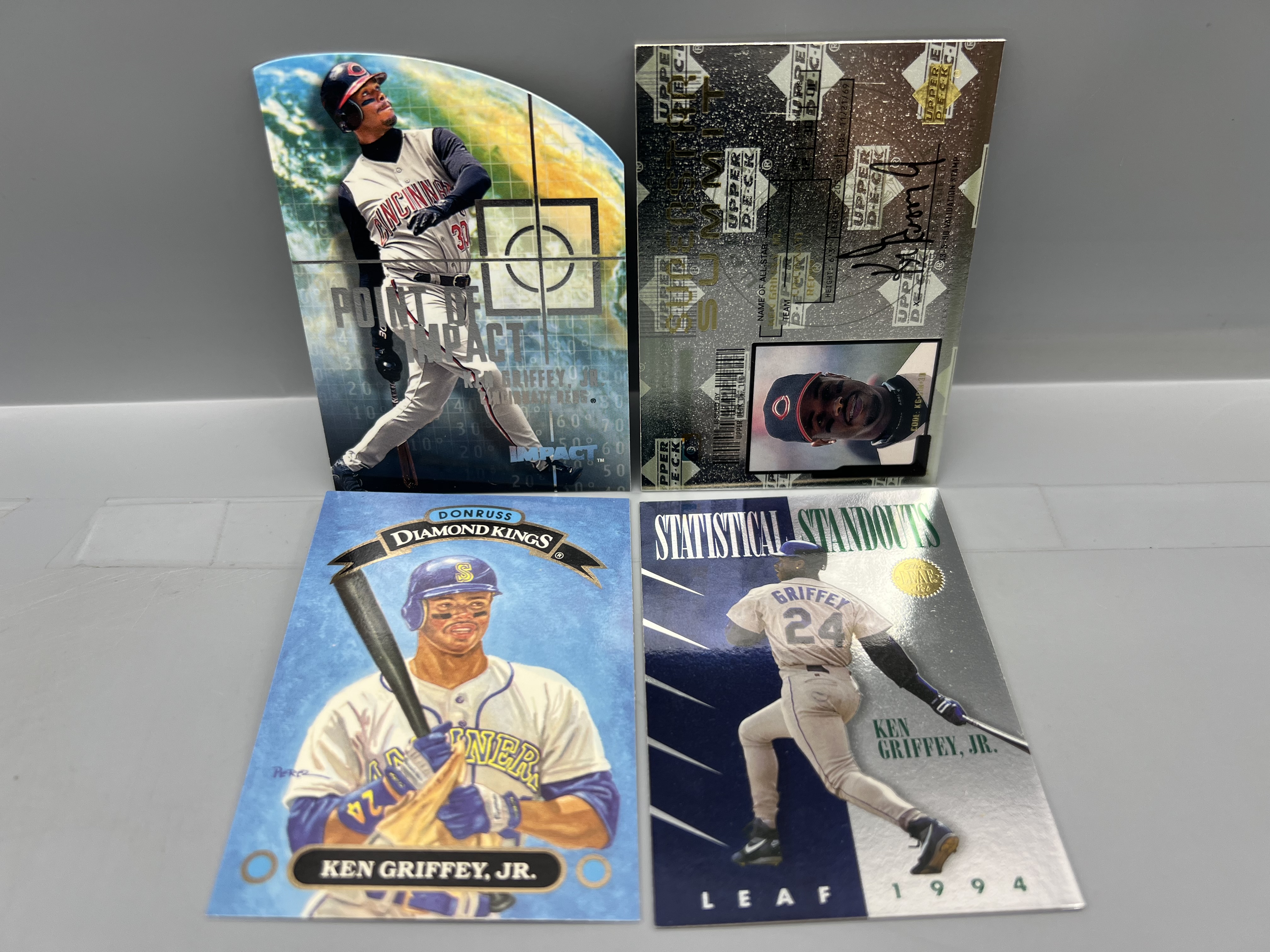 (4) Ken Griffey Jr. Baseball Insert Cards - Varying Conditions