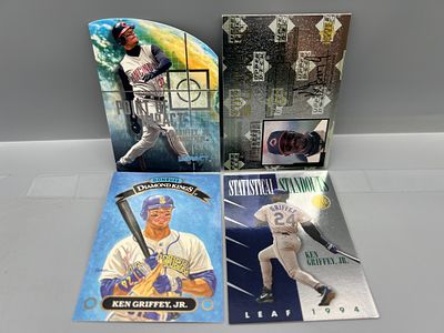 (4) Ken Griffey Jr. Baseball Insert Cards - Varying Conditions
