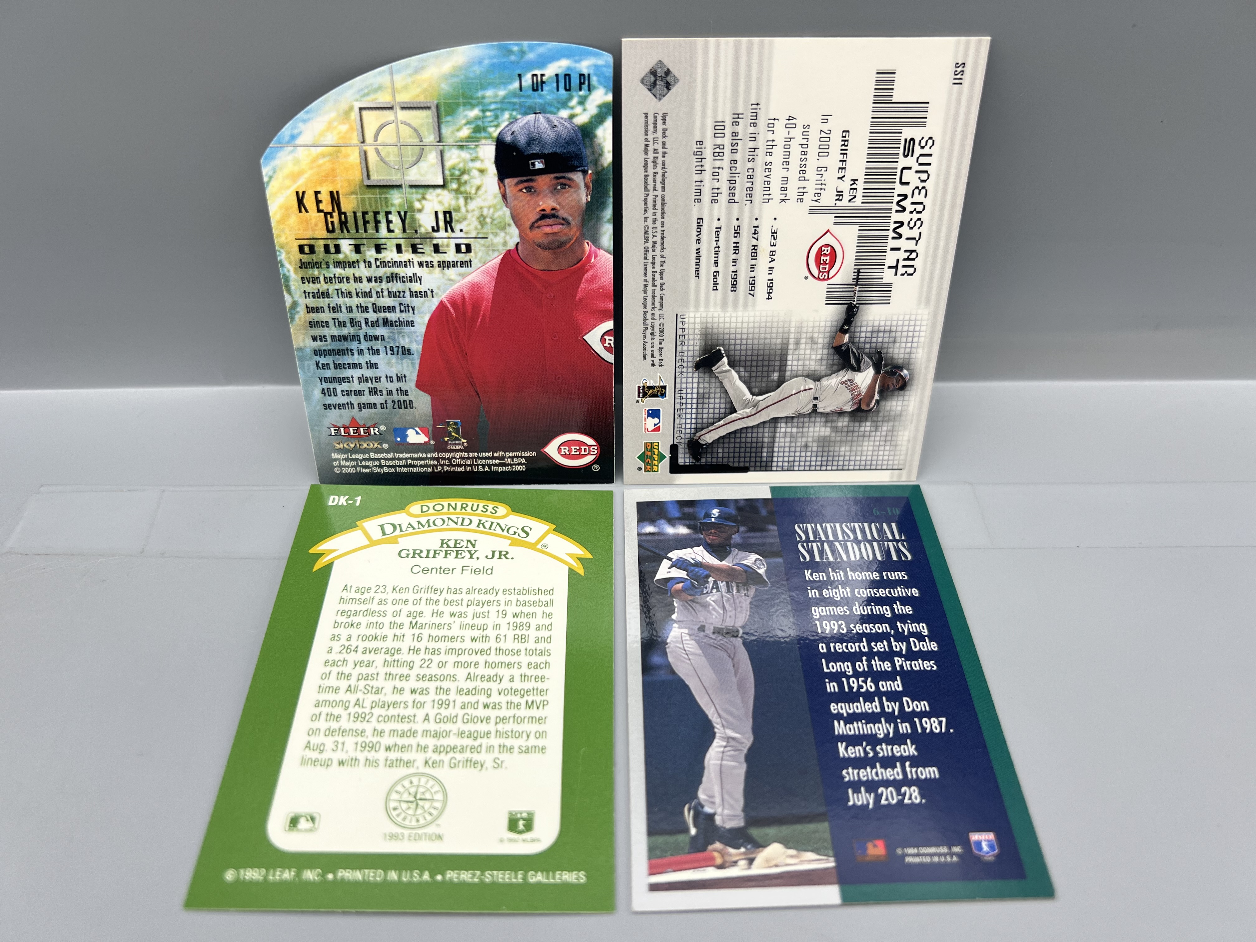 (4) Ken Griffey Jr. Baseball Insert Cards - Varying Conditions