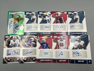 Lot of (10) Assorted Football Autograph Cards