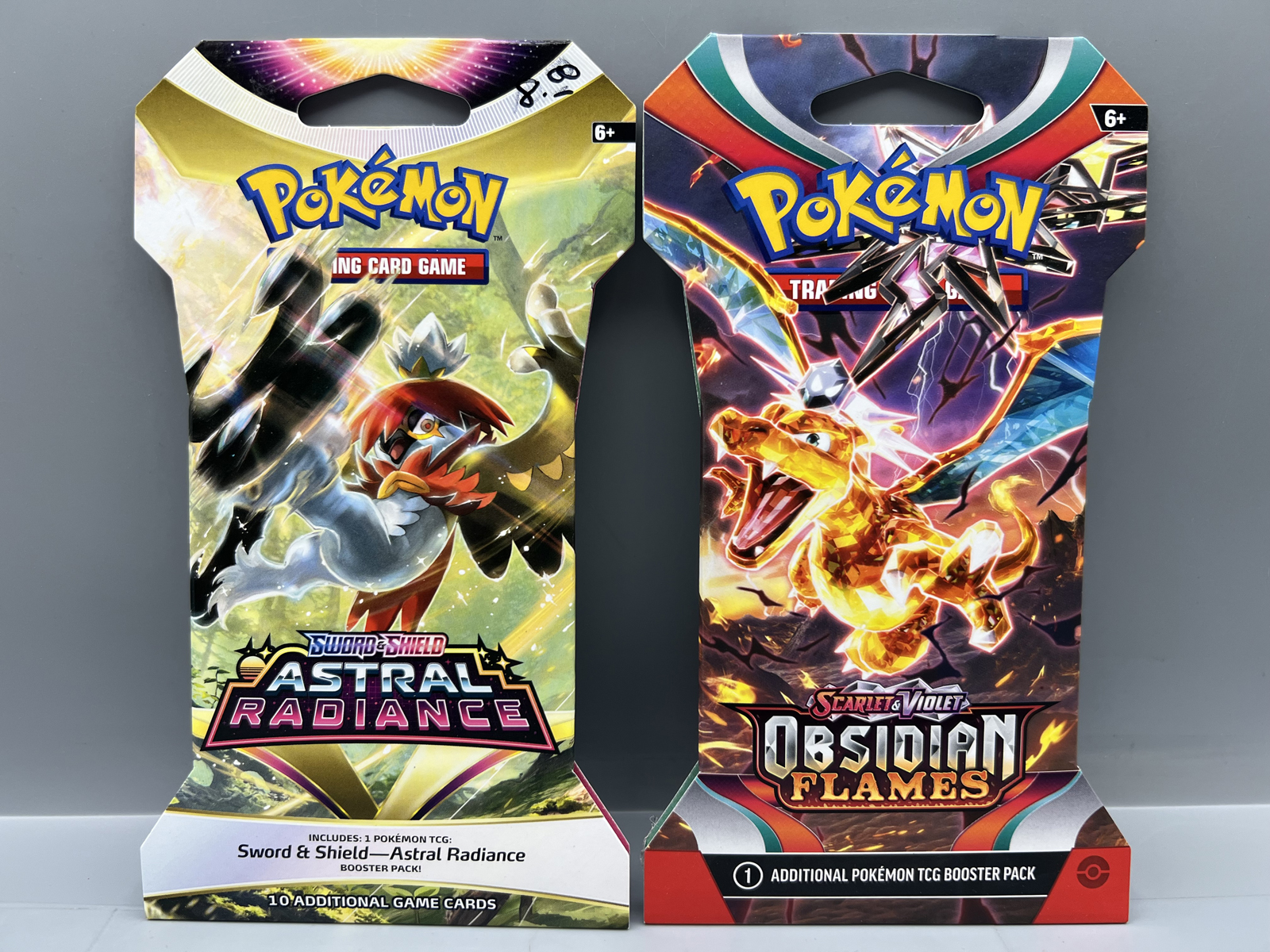 2022 Pokemon Sword & Shield Astral Radiance & 2023 Scarlet & Violet Obsidian Flames Factory Sealed Booster Packs