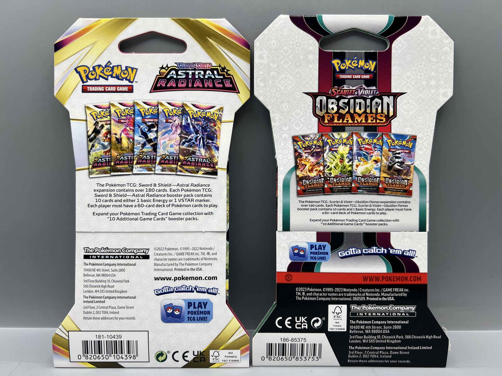 2022 Pokemon Sword & Shield Astral Radiance & 2023 Scarlet & Violet Obsidian Flames Factory Sealed Booster Packs