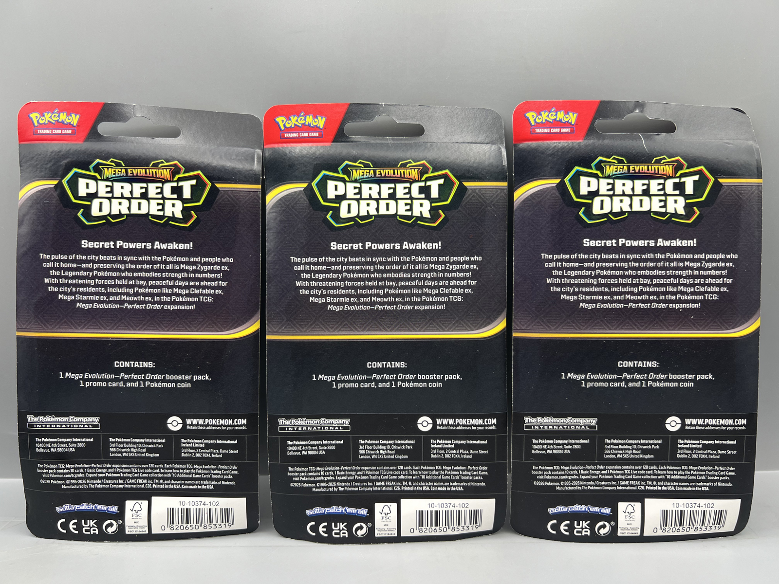 (3) 2026 Pokemon Mega Evolution Perfect Order Factory Sealed Makuhita Promo Hanger Packs