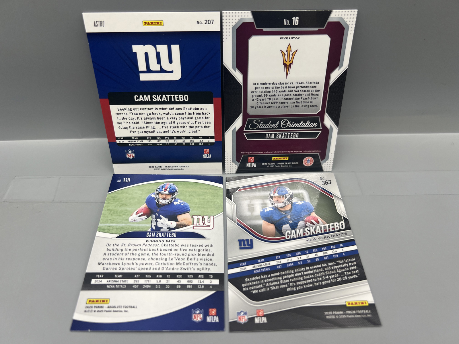 Lot of (4) Cam Skattebo Football Rookie Cards