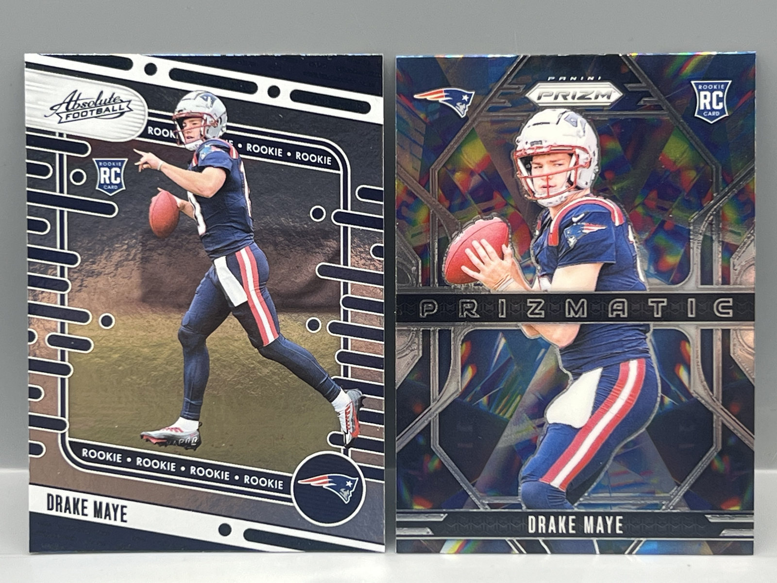 2024 Drake Maye Lot of 2 RCs - Panini Absolute #103 & Panini Prizm Prizmatic #2