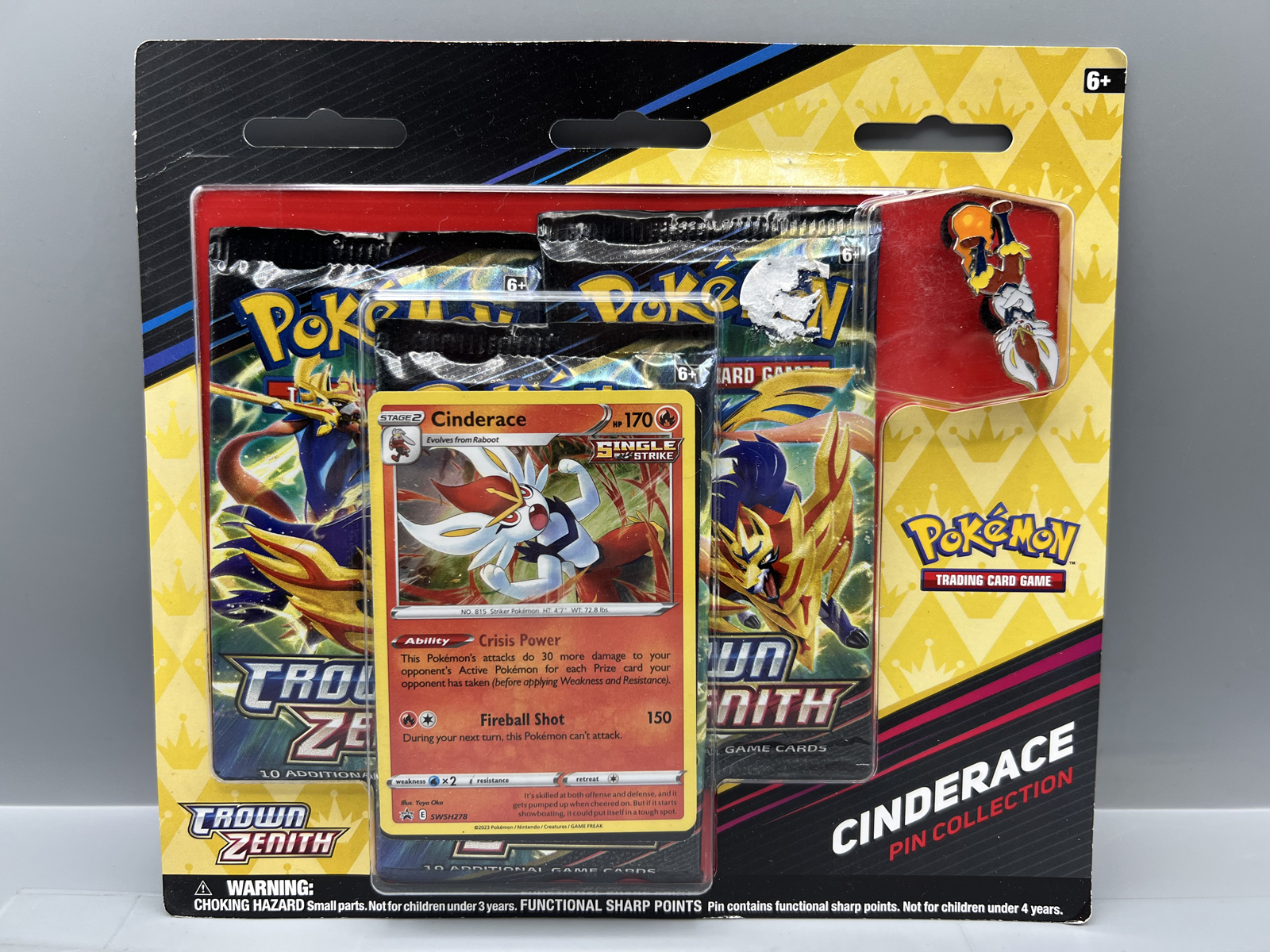 2023 Pokemon Sword And Shield Crown Zenith Cinderace Pin Collection