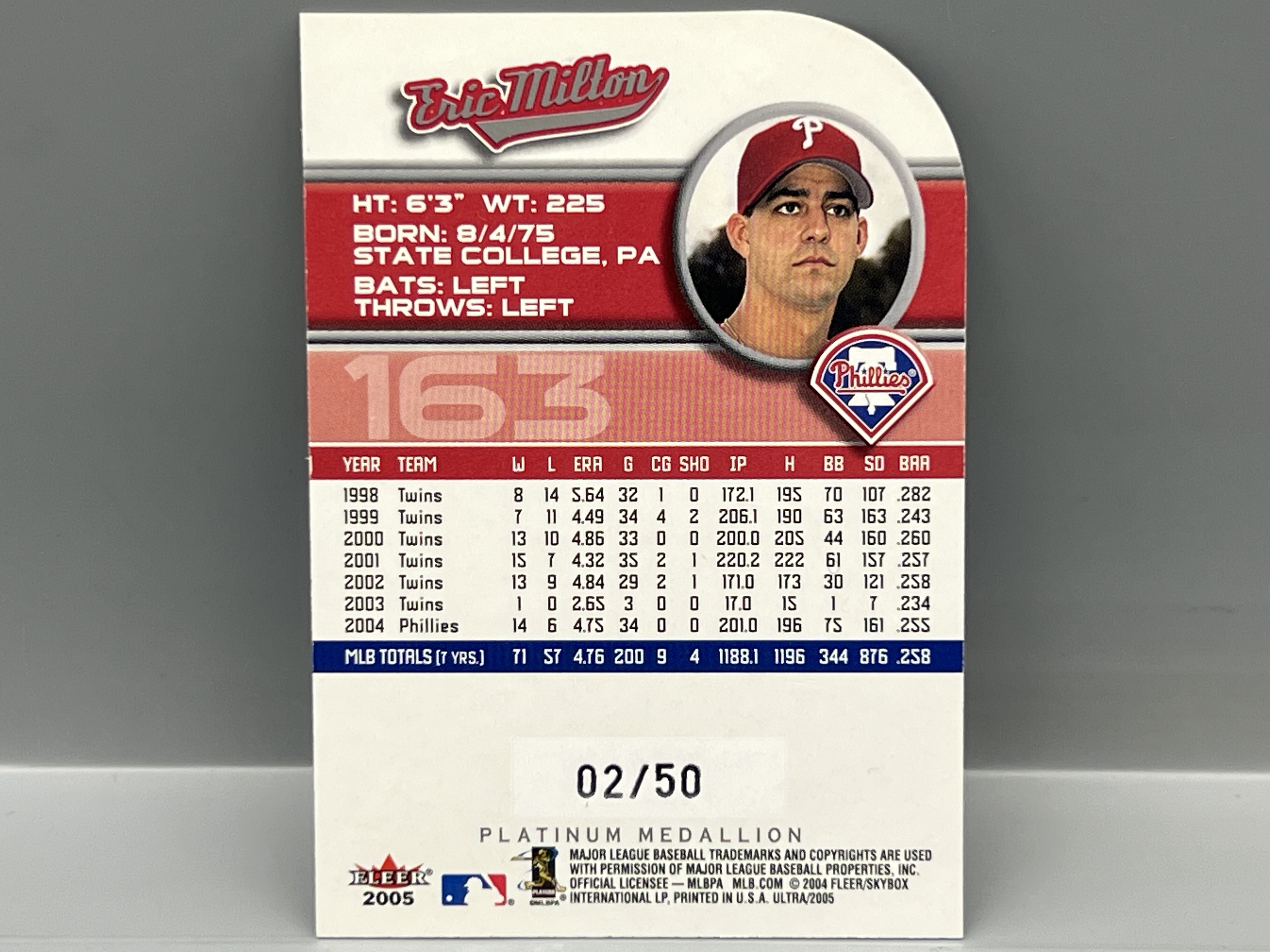 2005 Fleer Ultra Eric Milton Platinum Medallion Die Cut #/50