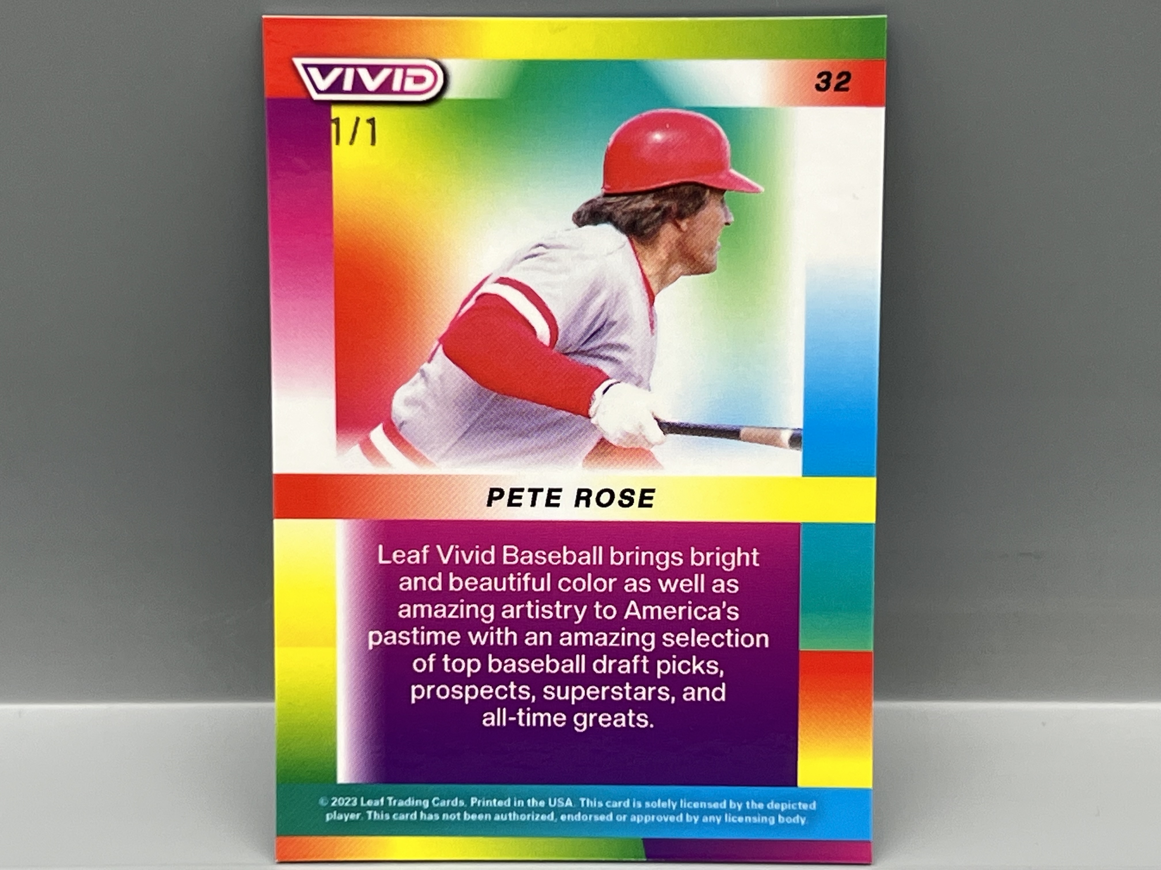 2023 Leaf Vivid Pete Rose Blue Cracked Ice #1/1