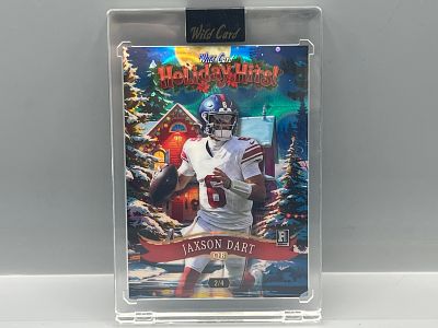 2025 Wild Card Holiday Hits Jaxson Dart RC #/4 - Sealed In Mag