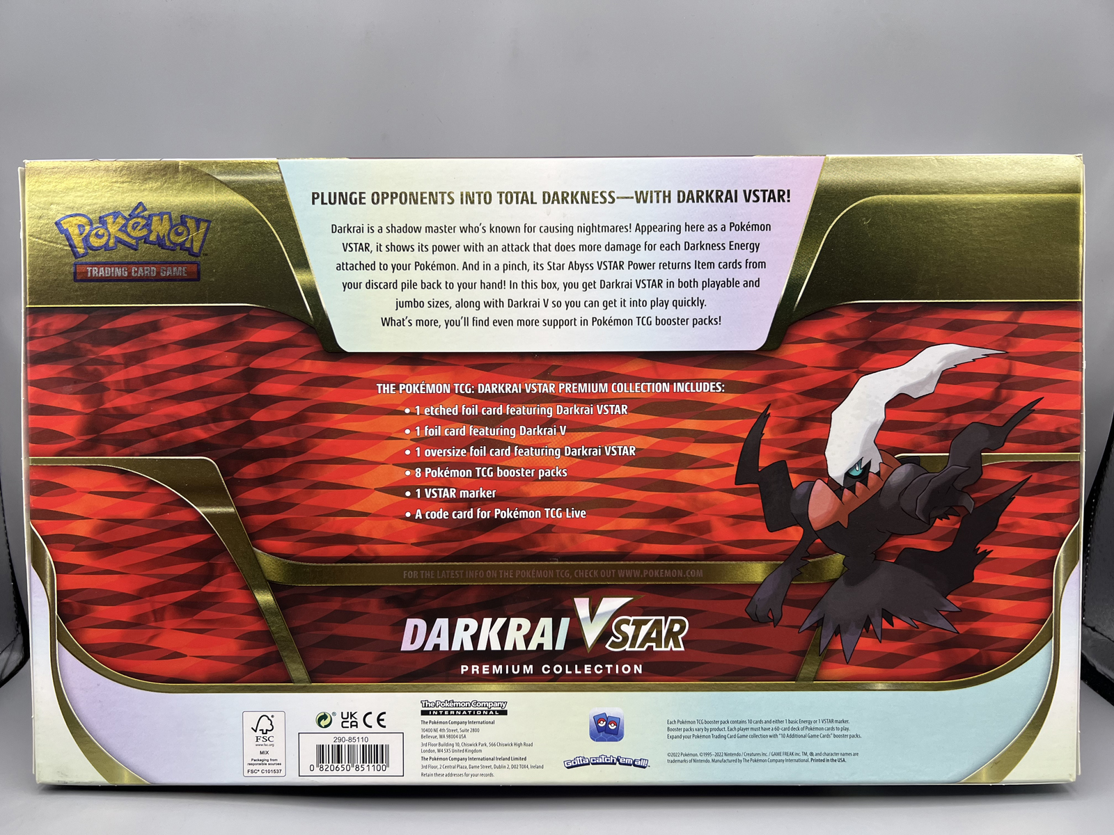 2022 Pokemon Sword & Shield Darkrai VStar Premium Collection Factory Sealed Box