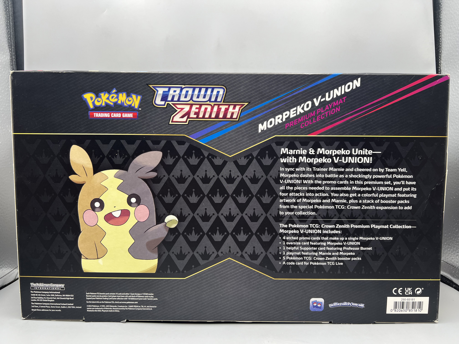 2023 Pokemon Sword & Shield Crown Zenith Morpeko V-Union Premium Playmat Collection Factory Sealed Box