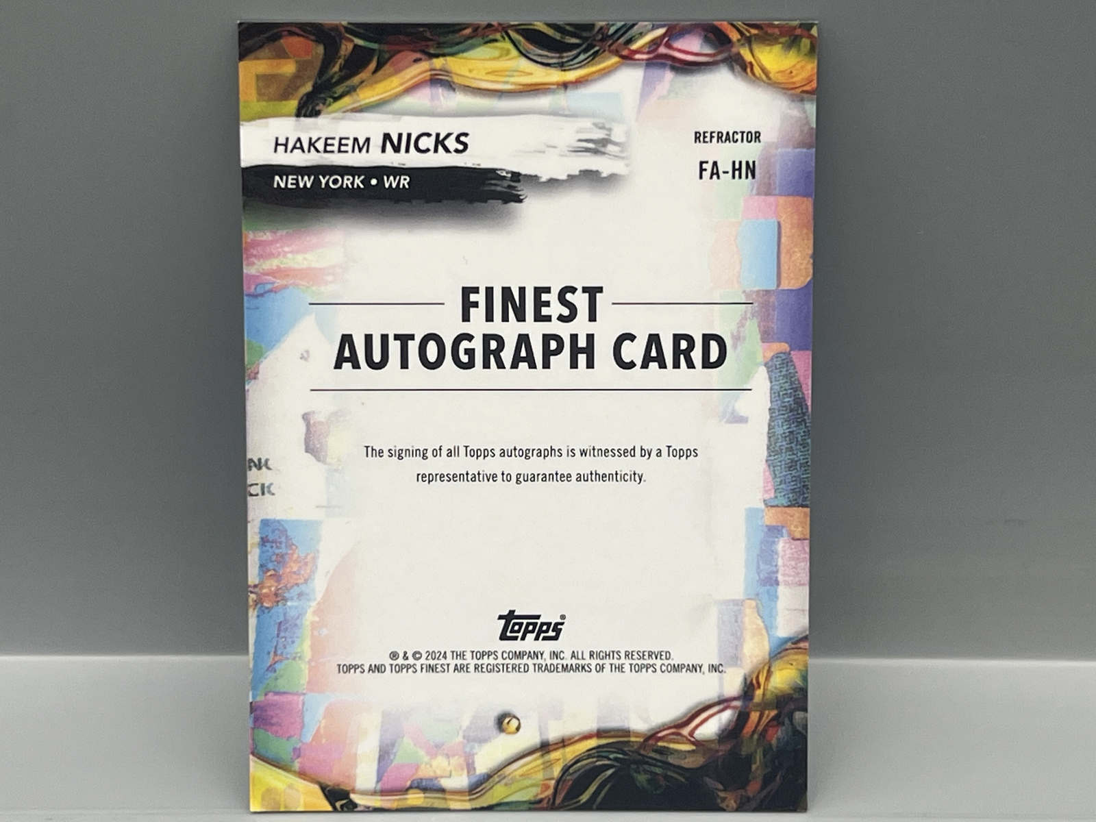 2024 Topps Finest Hakeem Nicks Refractor Auto #FA-HN