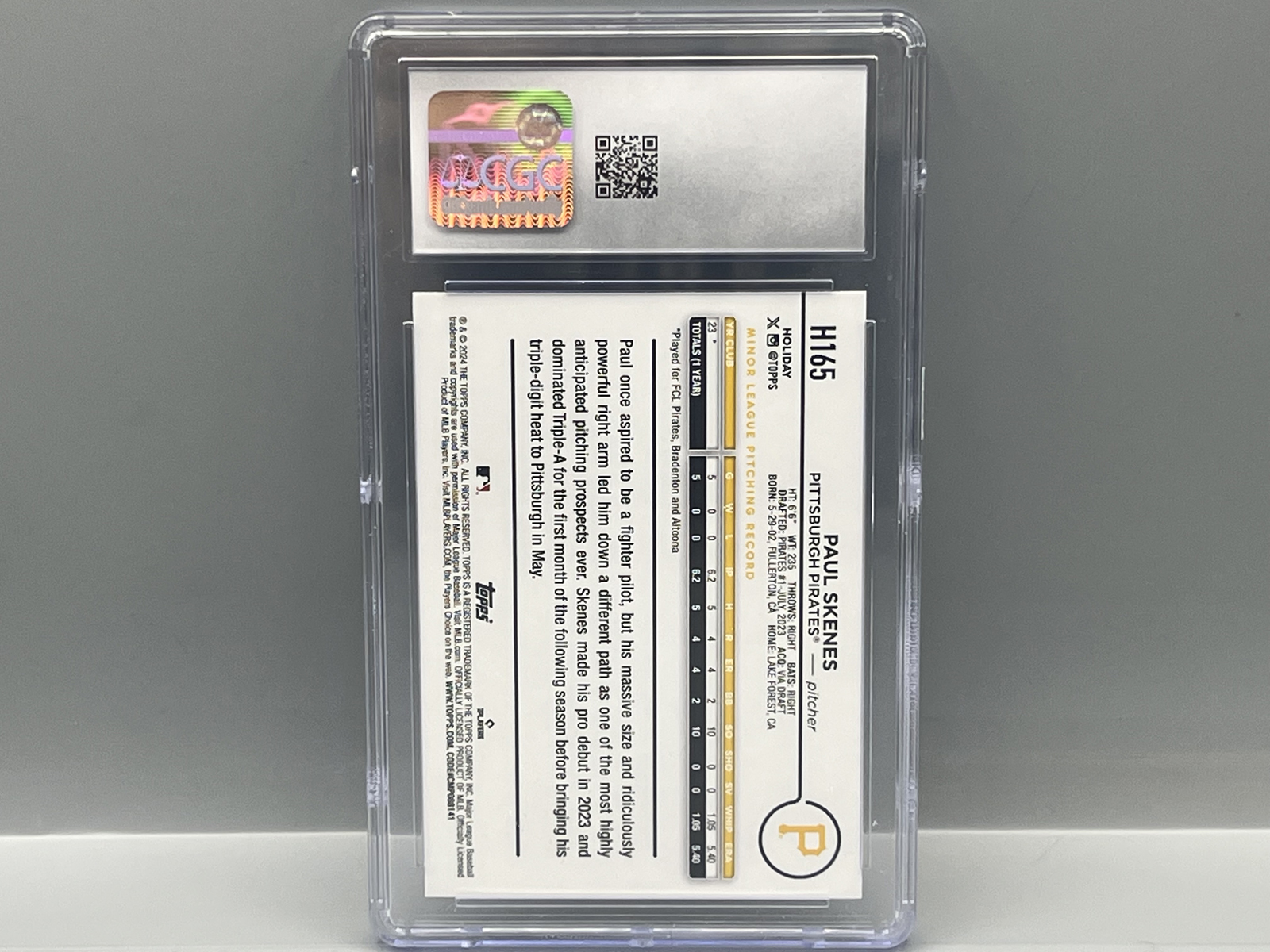 2024 Topps Holiday Paul Skenes RC #H165 CGC Mint 9