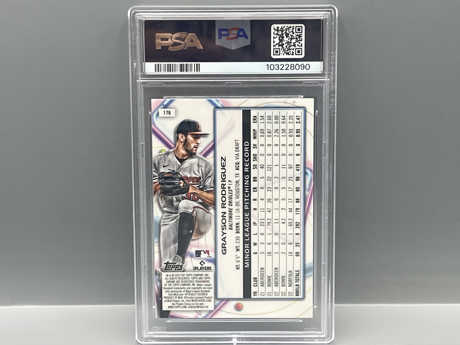 2023 Topps Cosmic Chrome Grayson Rodriguez Nucleus Refractor RC #176 PSA Mint 9