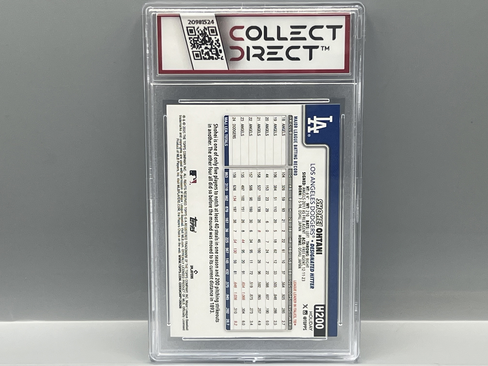 2025 Topps Holiday Shohei Ohtani #H200 - Slabbed By Collect Direct Grading