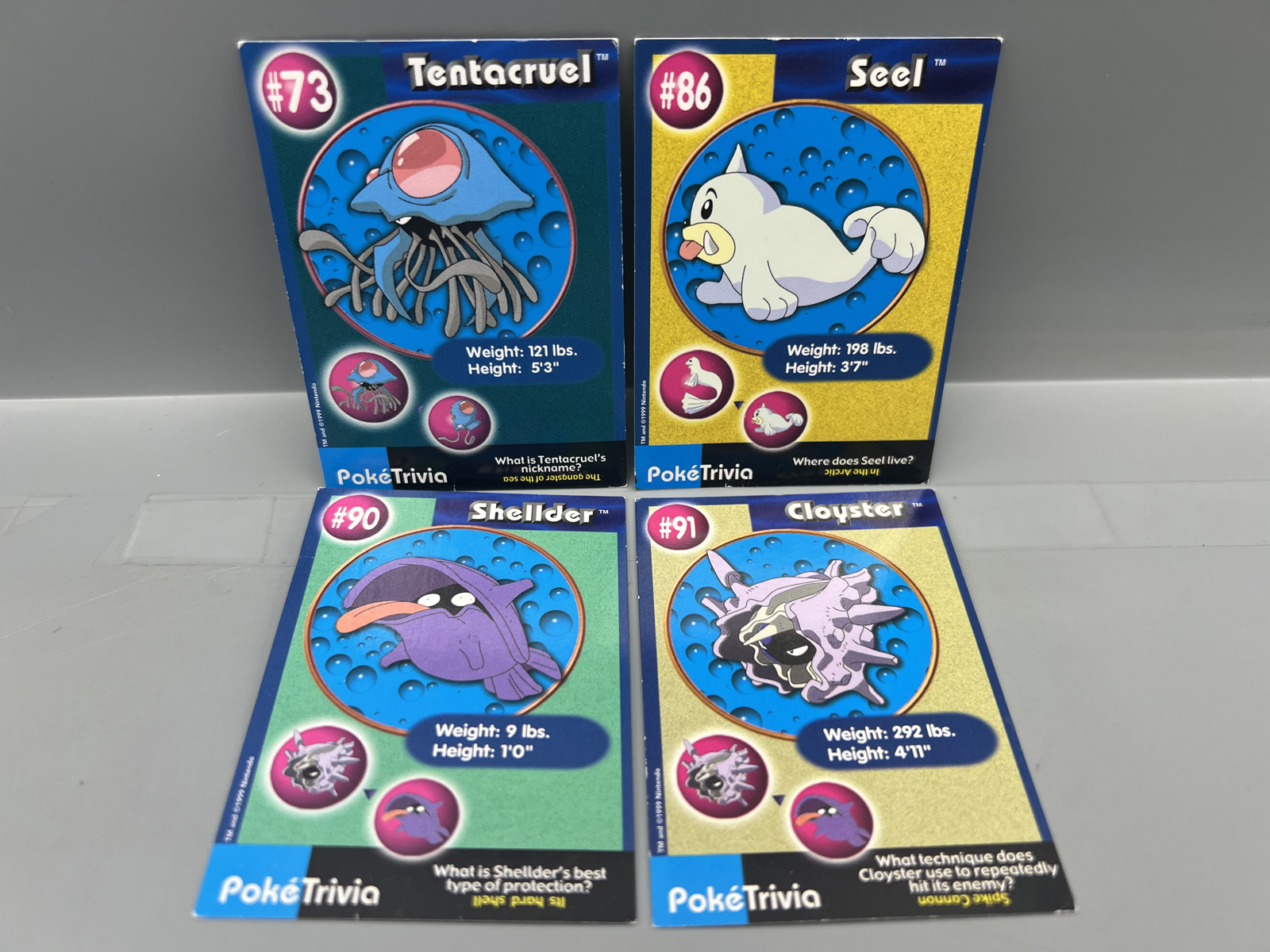 Lot of (4) 1999 Burger King Pokemon The First Movie Poketrivia Cards - Varying Conditions
