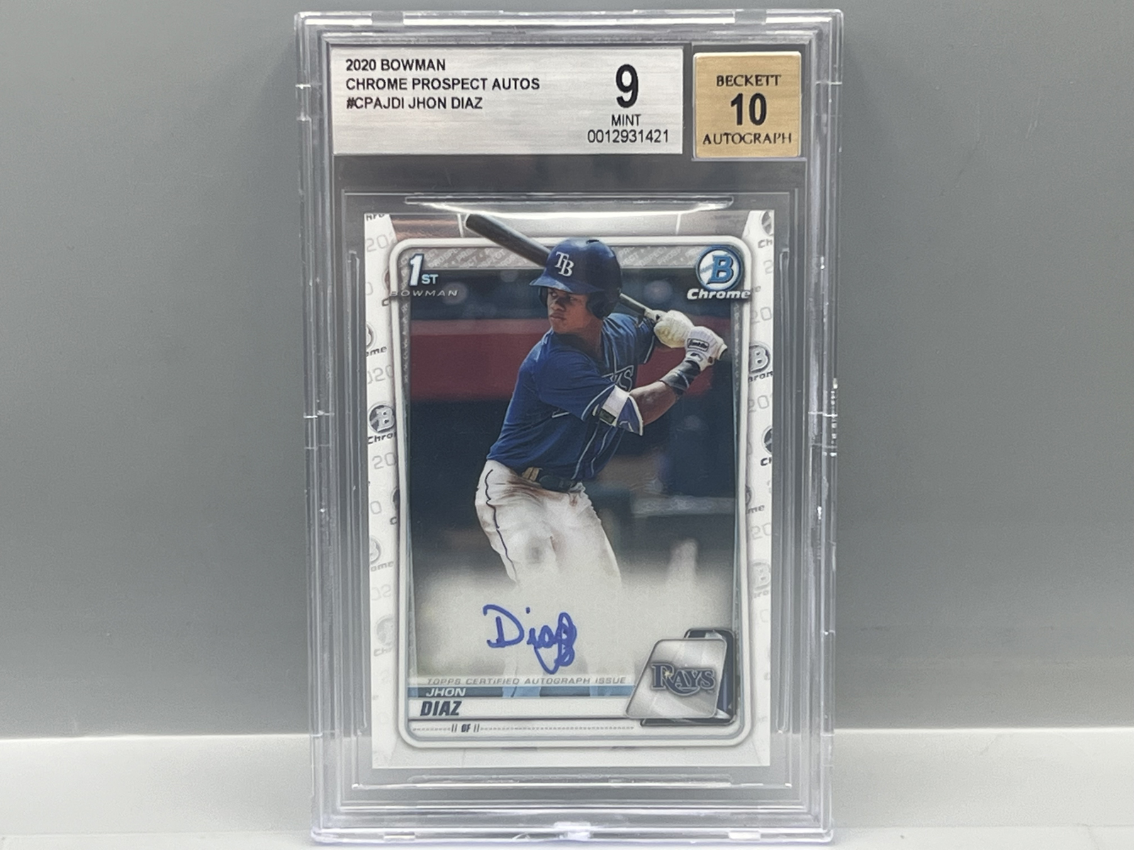 2020 Bowman Chrome Jhon Diaz 1st Bowman Prospect Auto BGS Mint 9 W/ 10 Auto