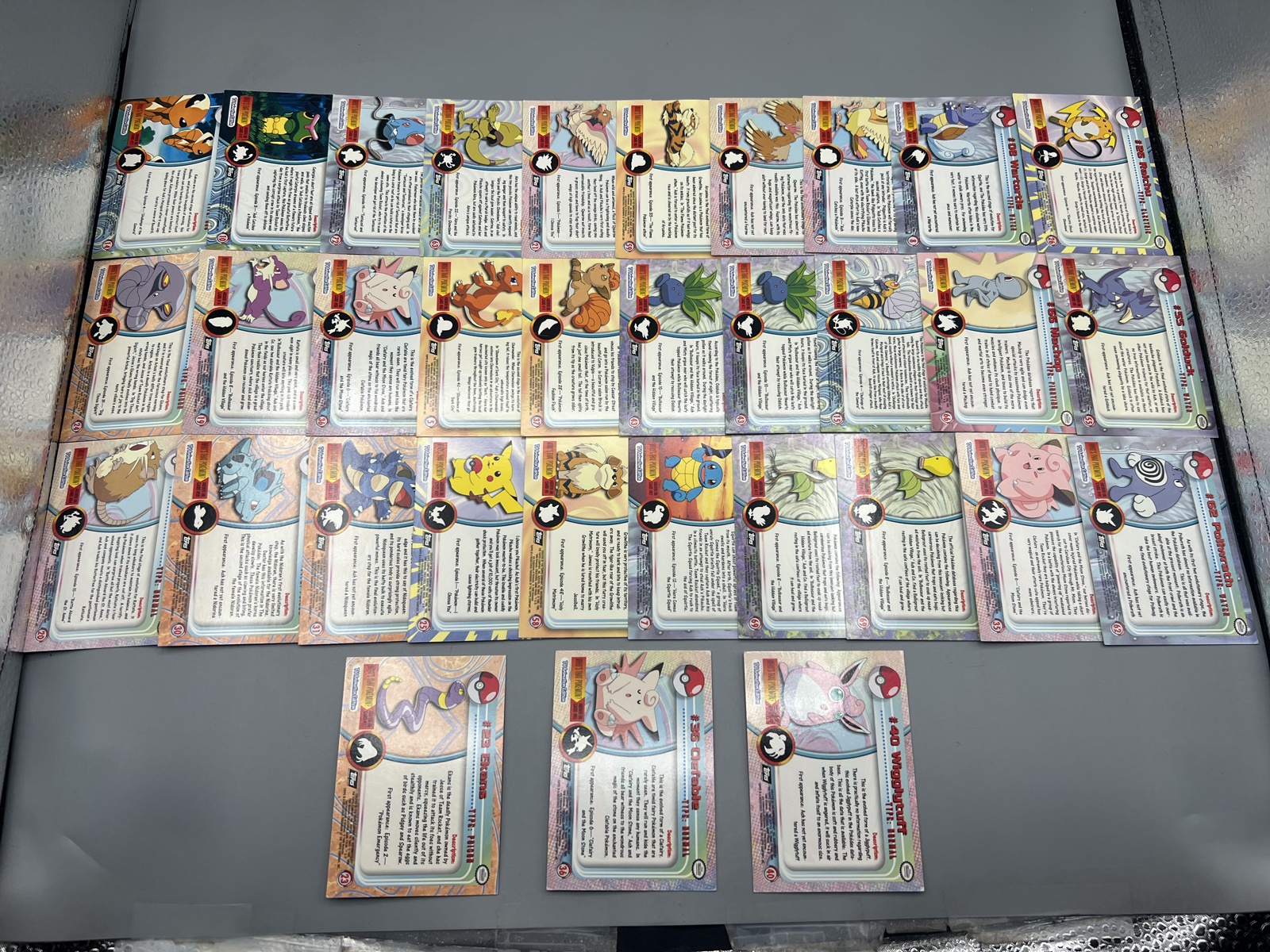 Lot of (33) 1999 Topps Pokemon TV 2nd Print Black Topps Logo Trading Cards - Varying Conditions