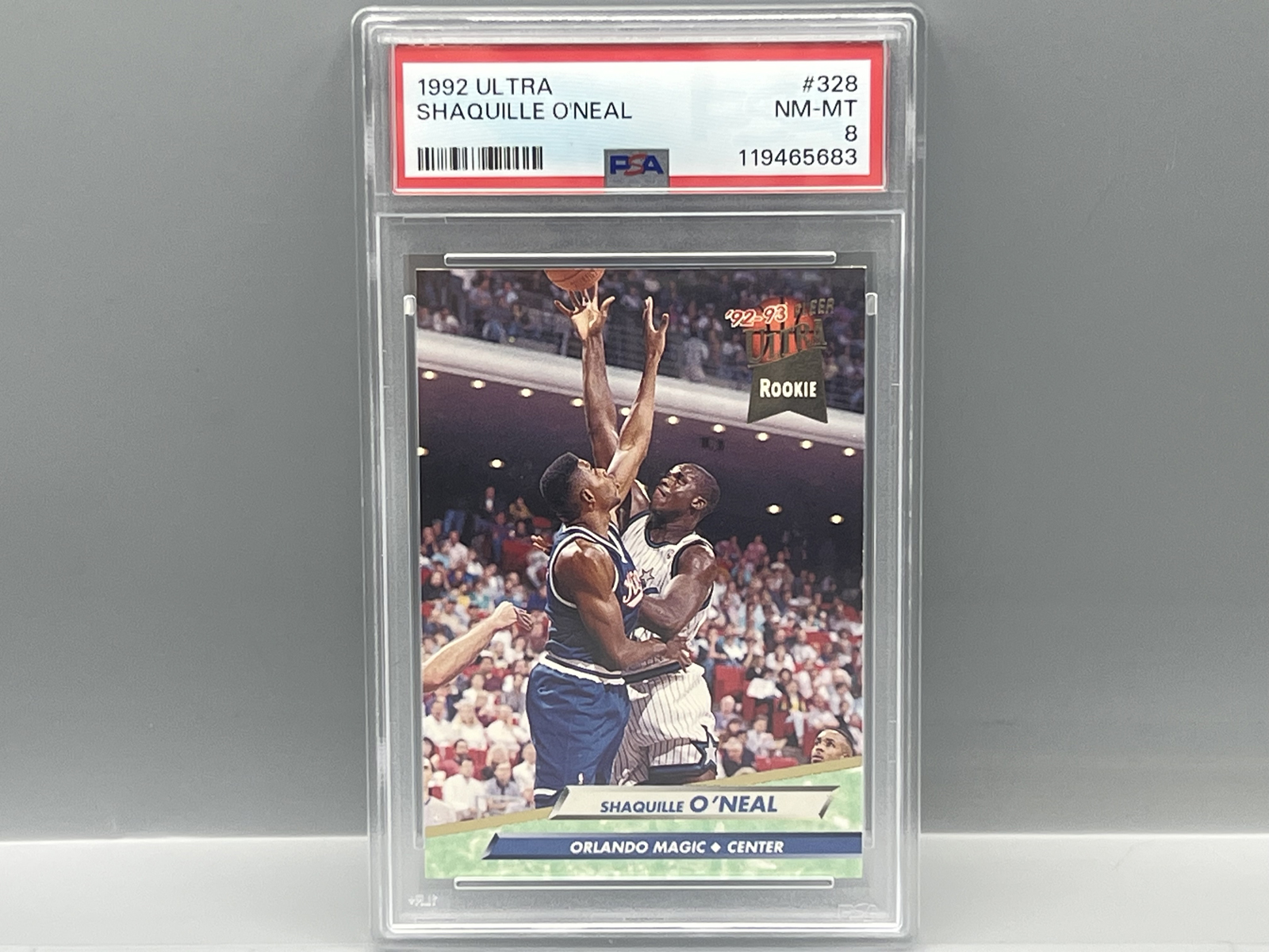 1992 Fleer Ultra Shaquille O'Neal RC #328 PSA NM-MT 8
