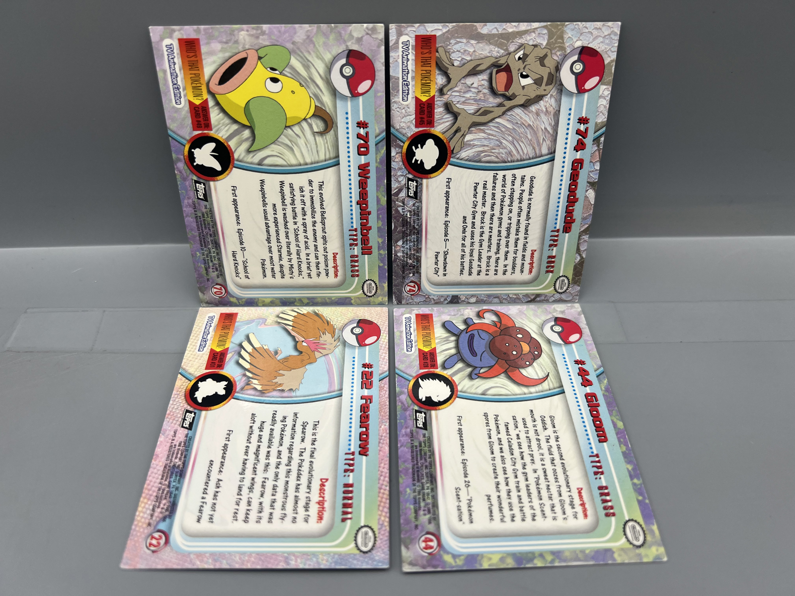 Lot of (4) 1999 Topps Pokemon TV 2nd Print Black Topps Logo Foil Trading Cards - Varying Conditions